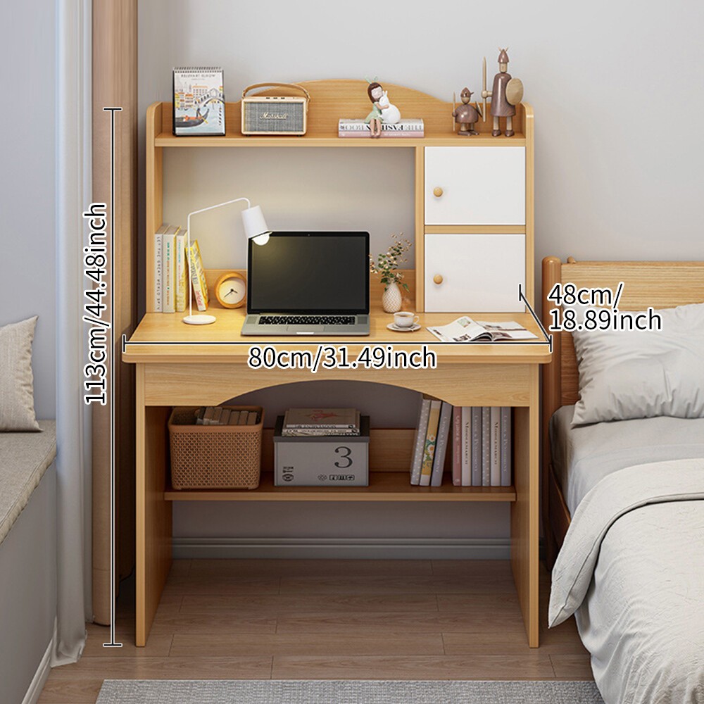 Multi Storage Cabinet Wooden Computer Table Home Study Writing Office Work Desk