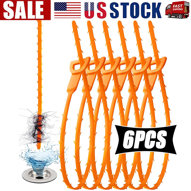 Drain Hair Cather 6 pcs 20 Inch Drain Snake Shower Drain Hair Trap Clog Remover