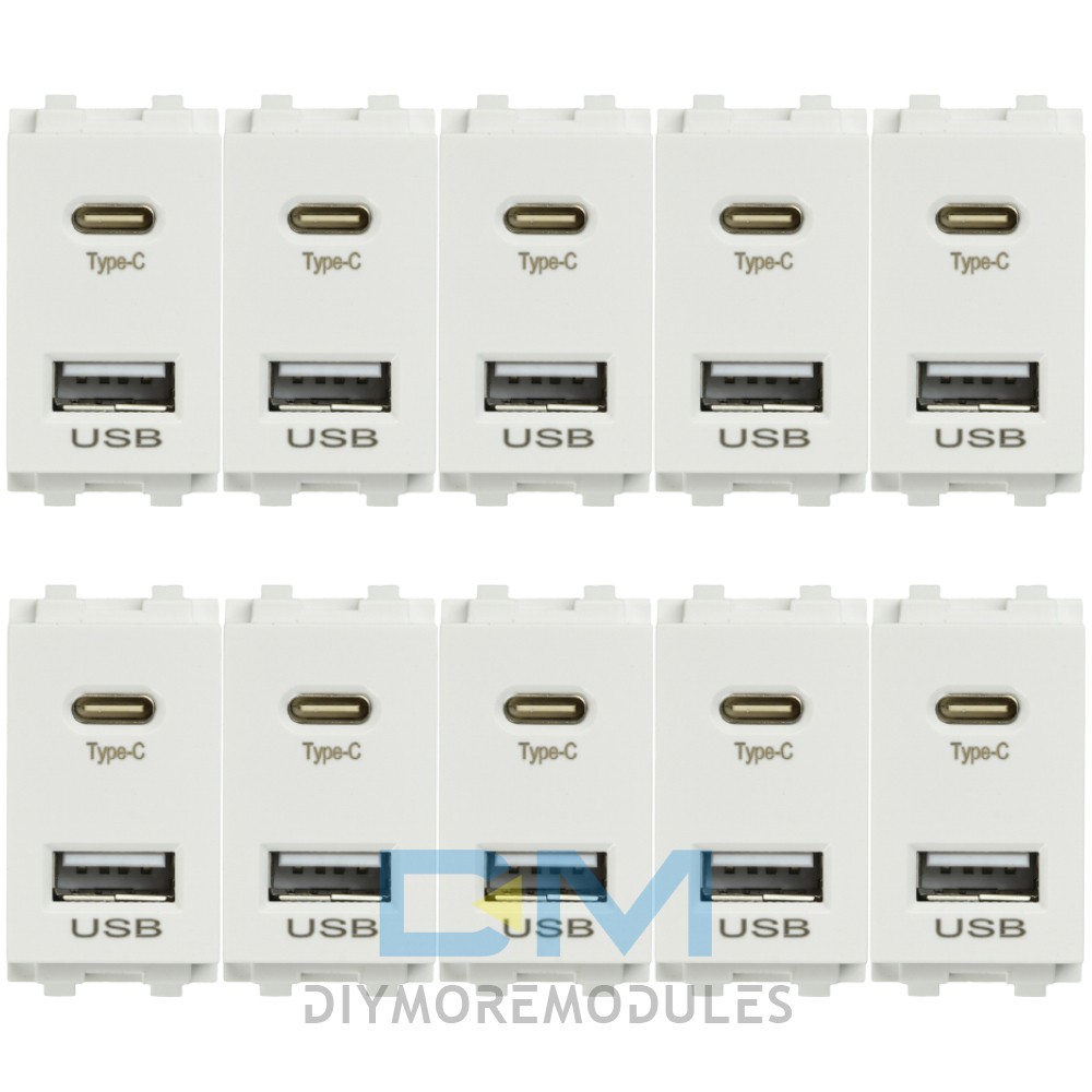 Type 128 USB Power Module Dual Port 2.1A 5V USB+Type-C Charging Socket Module