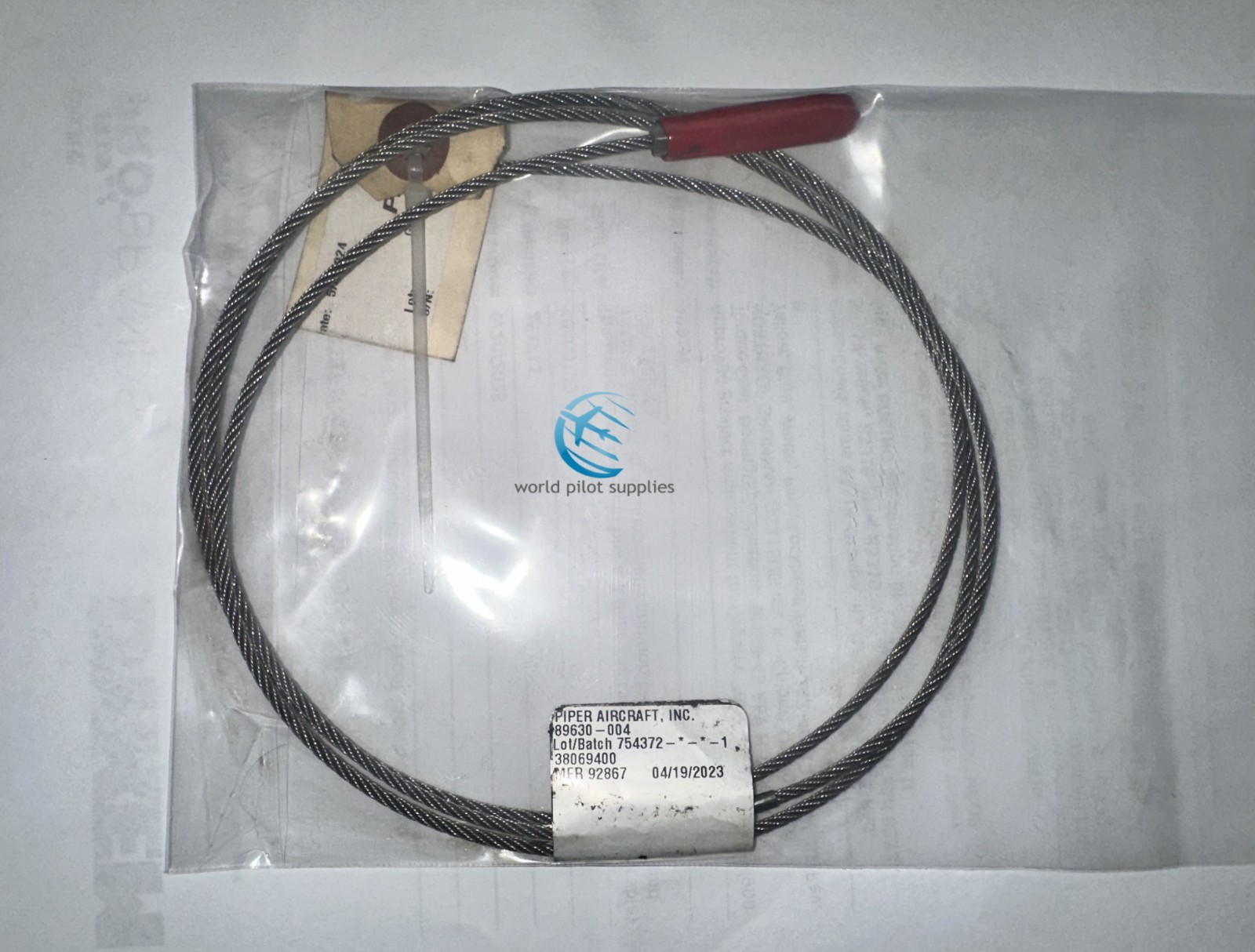 Original, Piper Forward Cabin Door Cable Assembly p/n 89630-004 w/8130