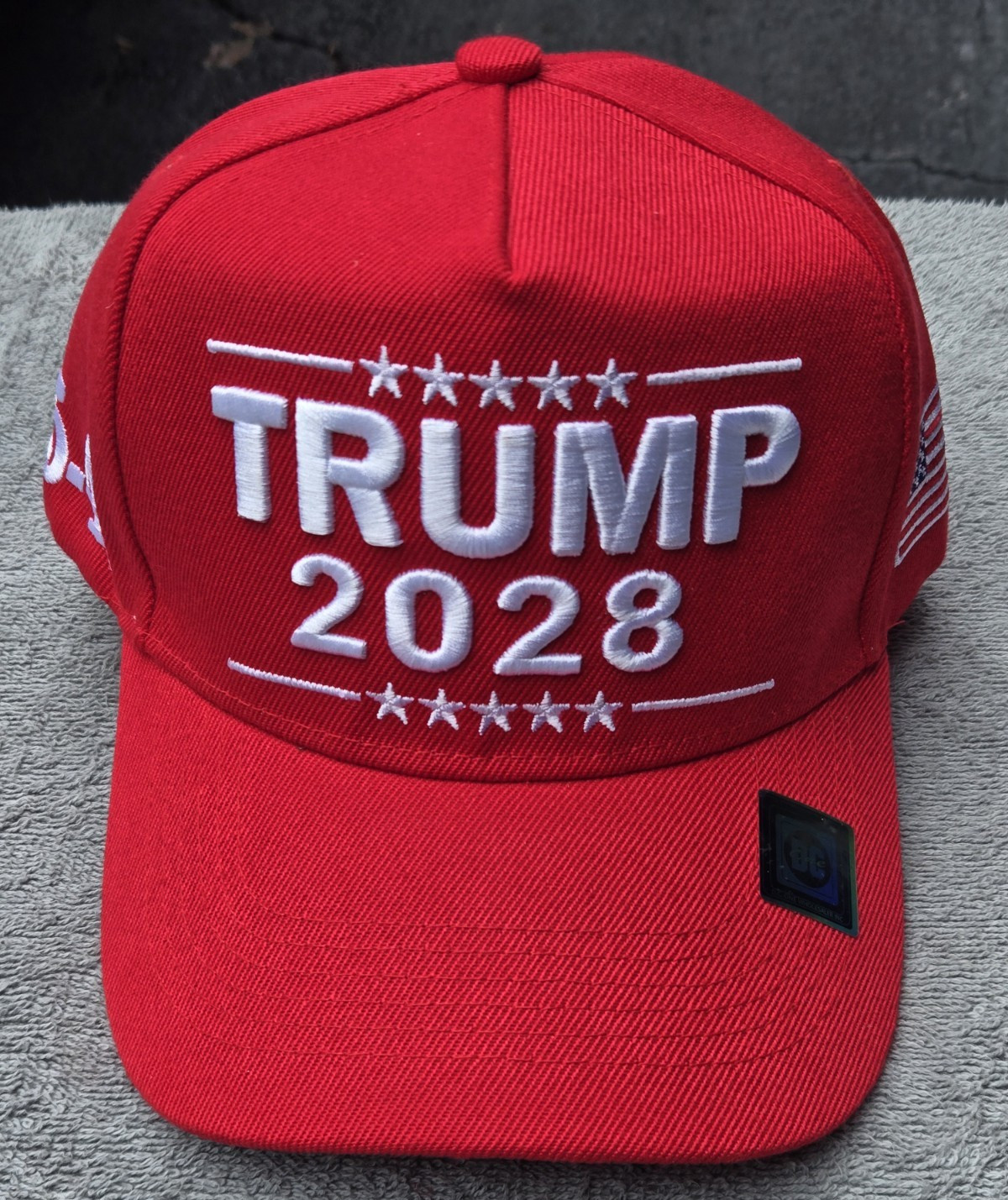 Red Trump 2028 Adjustable Baseball Cap USA Flag Patch 45-47 Embroidery