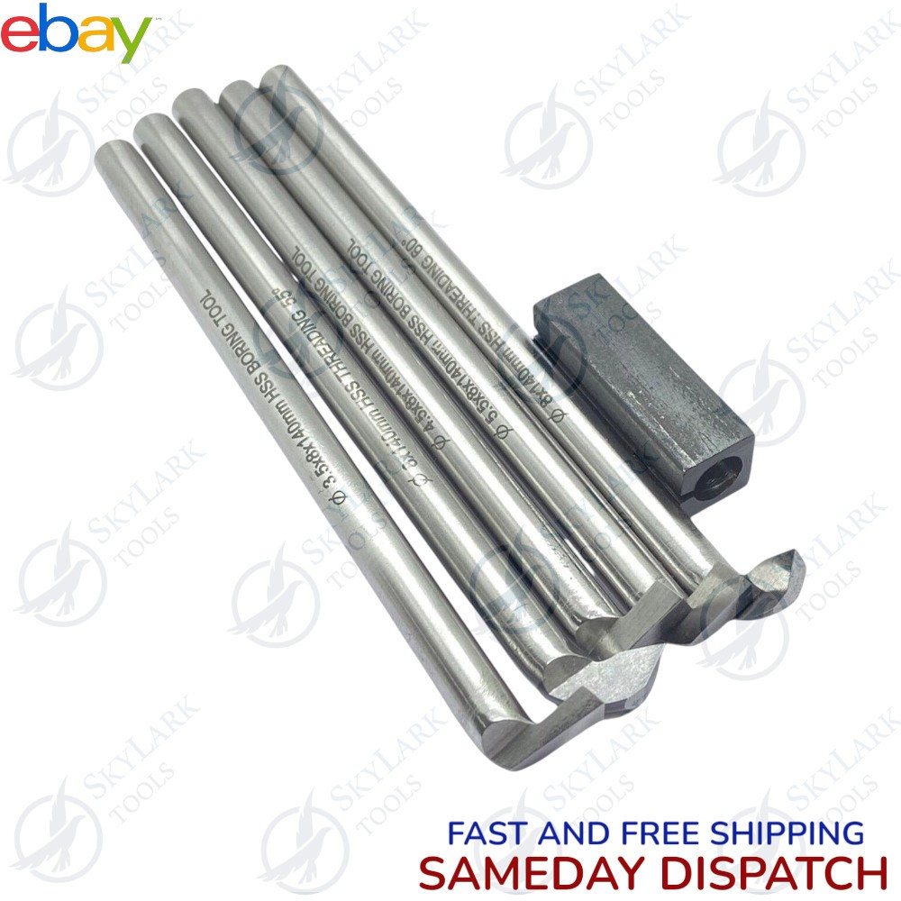 NEW 8MM SHANK BORING AND THEADING TOOL SET WITH HOLDER FOR LATHE MACHINE