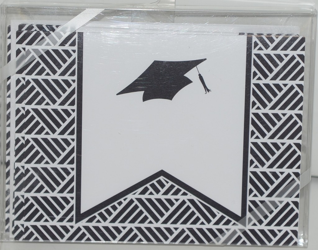Rosanne Beck 211 0954BLK Folded Note Grad Cap Black Cards and Envelopes Pkg 10