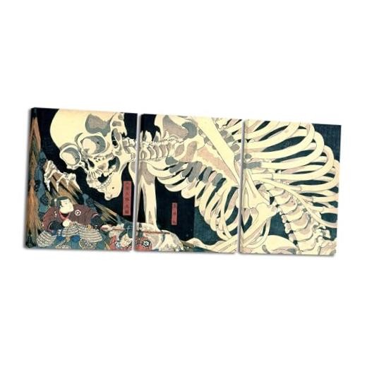 3 Piece Ukiyo-E by Utagawa 12 x 16 inches (Unframed) Witch and Skeleton