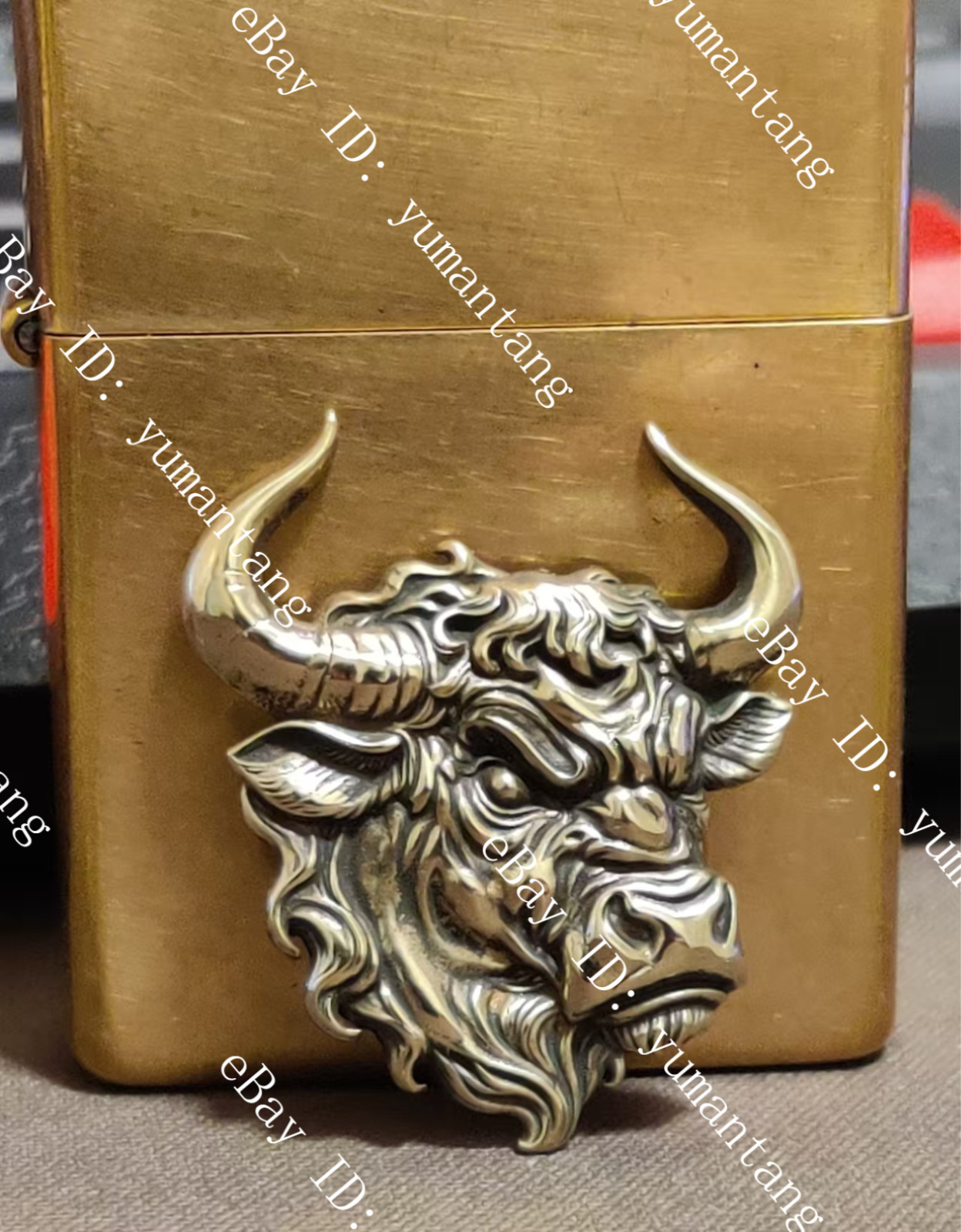 1 piece Brass Zodiac Ox Badge sticker lighter DIY accessories