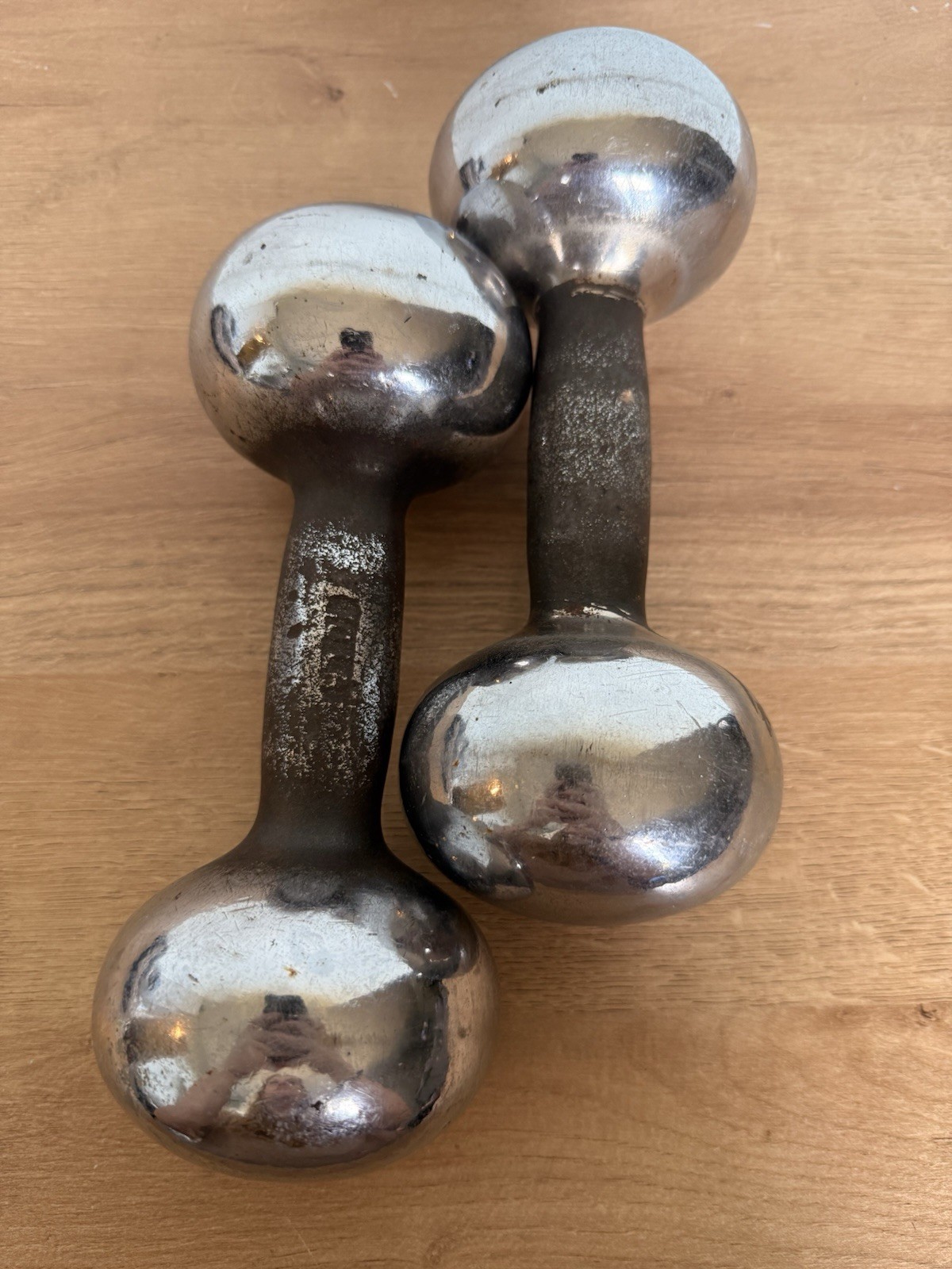 Vintage Chrome Globe Dumbbells - 10lbs Each - Rare - Unknown Brand