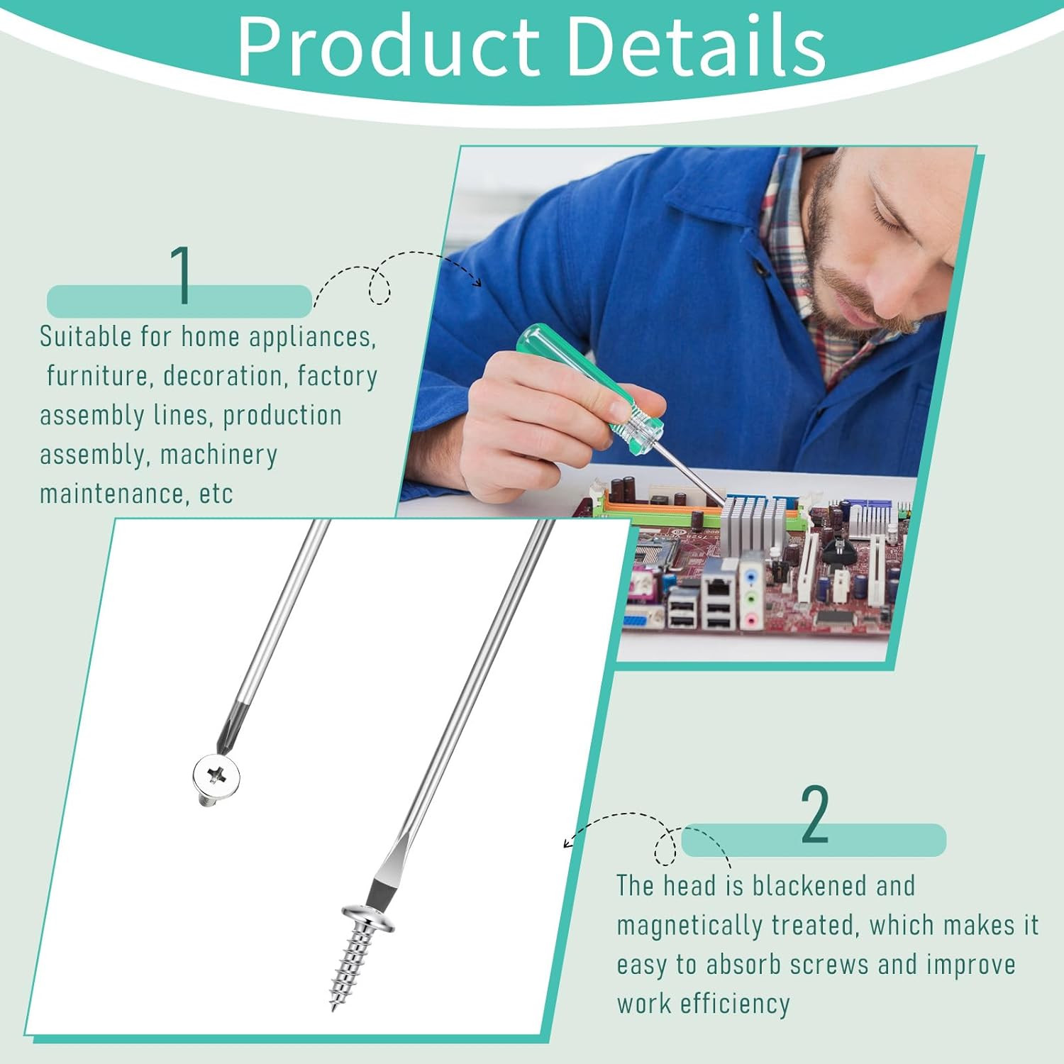 Magnetic Screwdriver Set, Small Screwdriver Tool ​Flat Head and Phillips Screw D