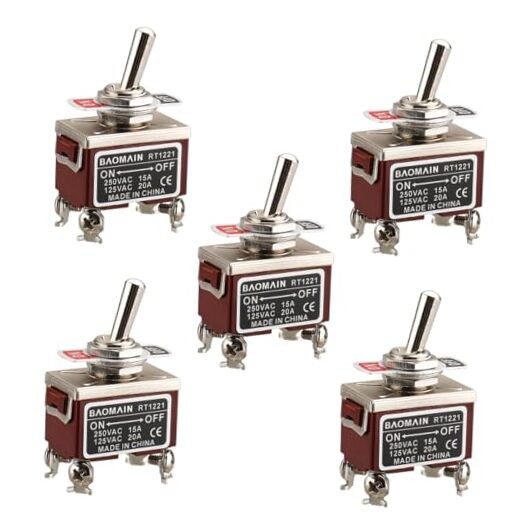 -Pack Toggle Switch, ON-Off DPST 4-Pin 1A/20V AC 20A/12V 5 4-Pin / ON-OFF
