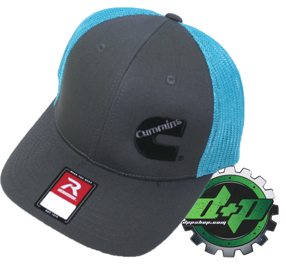 Cummins trucker hat richardson Charcoal Gray Blue mesh flex fit sm/md