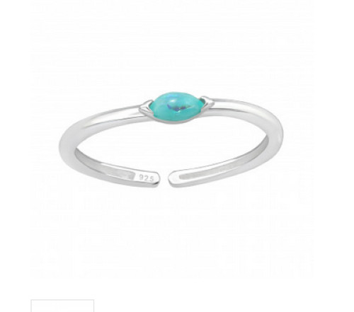 Turquoise bead sterling silver toe ring