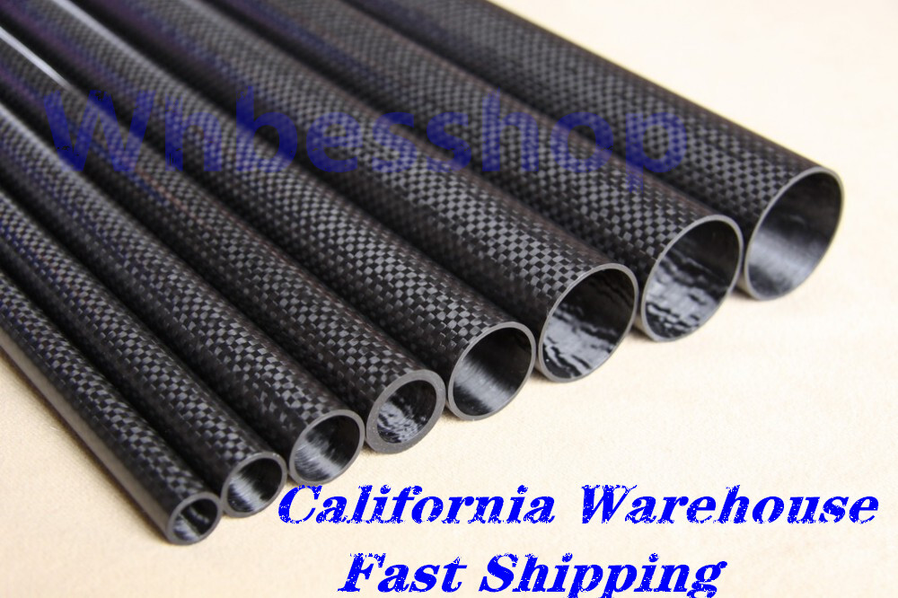 USA Stock 3K Carbon Fiber Tube OD 10-40mm x 500mm Glossy Roll Wrapped