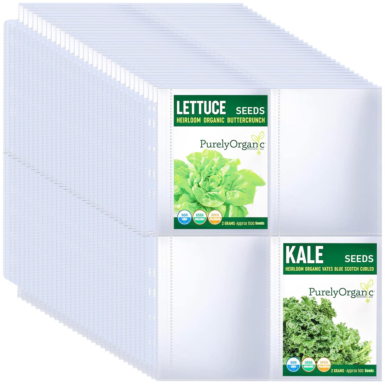 MUQING 30 Pack 120 Pockets Seed Packet Binder Sleeves, Garden Transparent