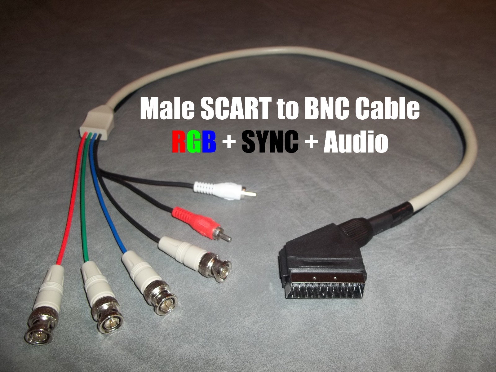 WOOKIEEWIN Male RGB SCART to 4 BNC + Audio Cable Sony PVM Genesis SNES Neo Geo
