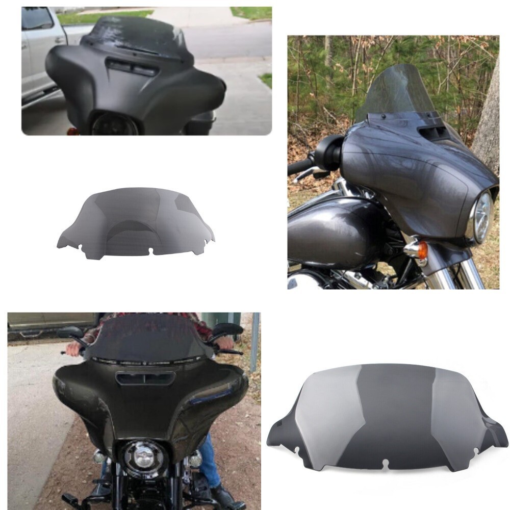 10.5" Wave Smoke Windshield Windscreen For Harley Touring Street Glide 2014-2024