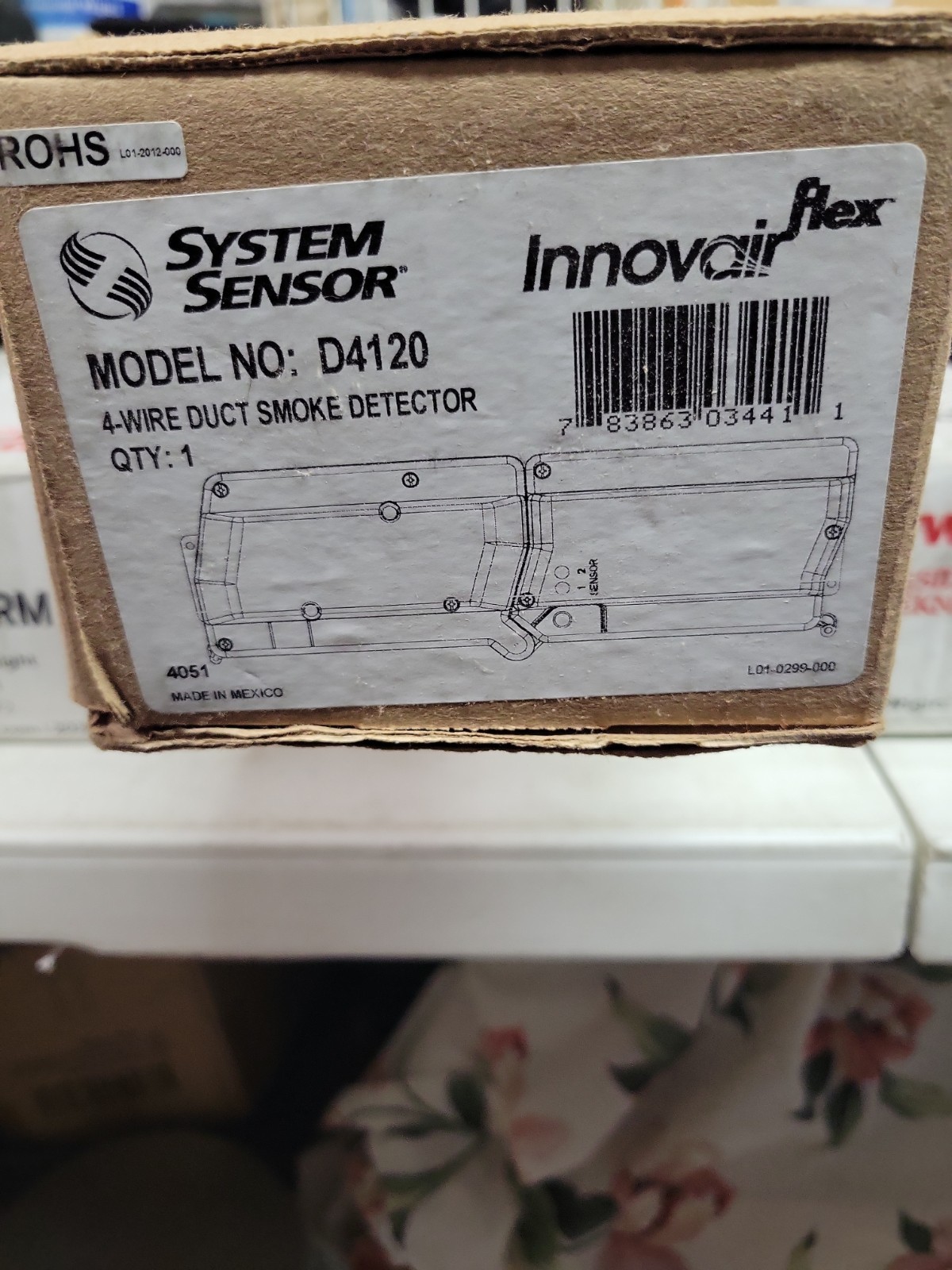 System Sensor D4120 4 Wire Photoelectric Duct Smoke Detector. NEW