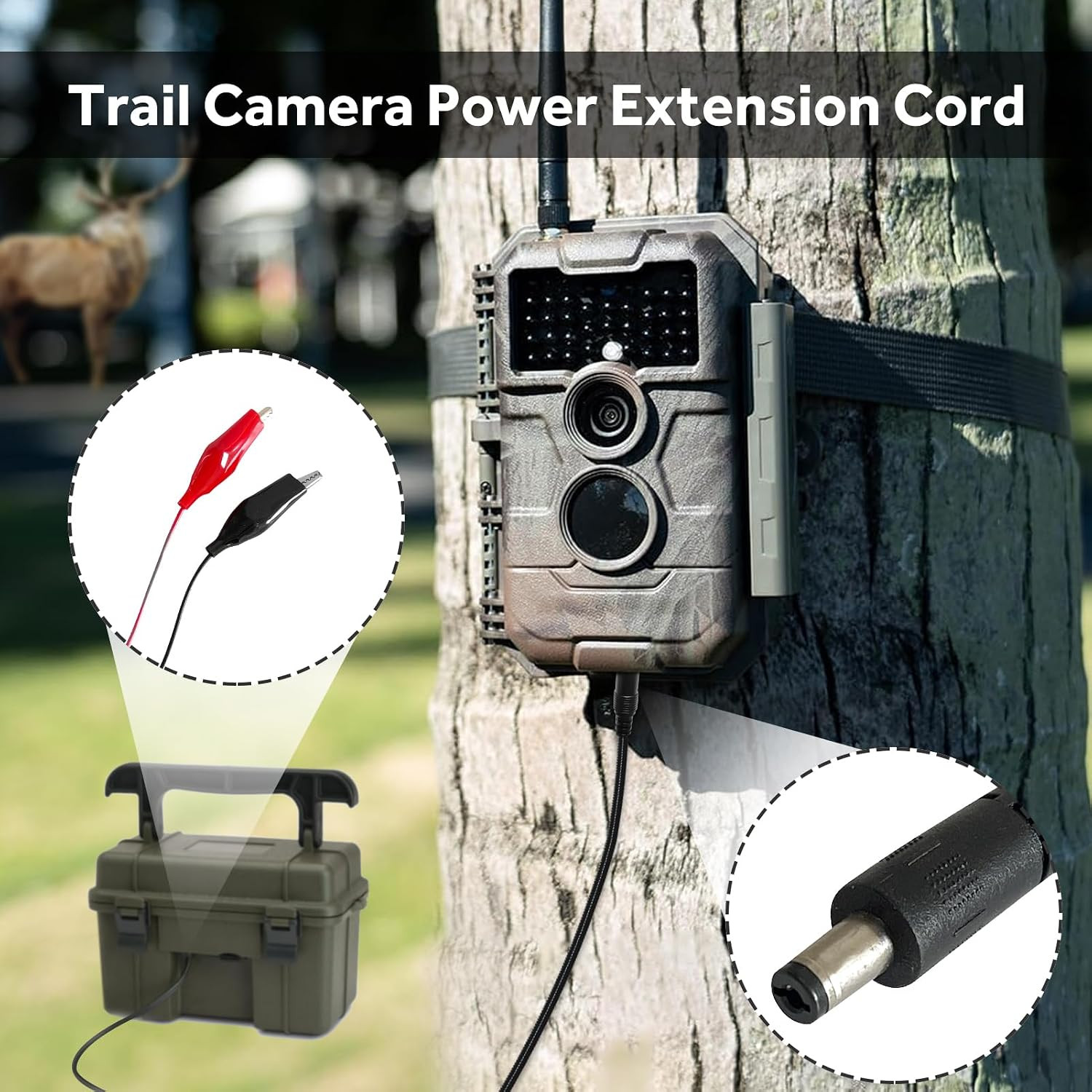Durable Chew-Resistant Power Cable for Trail Cameras, Compatible with Stealth Ca