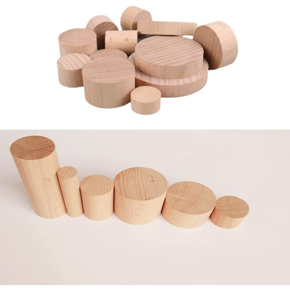 Wood Furniture Risers Set of 4 Natural Round Leg Extenders for Sofa Chair Table