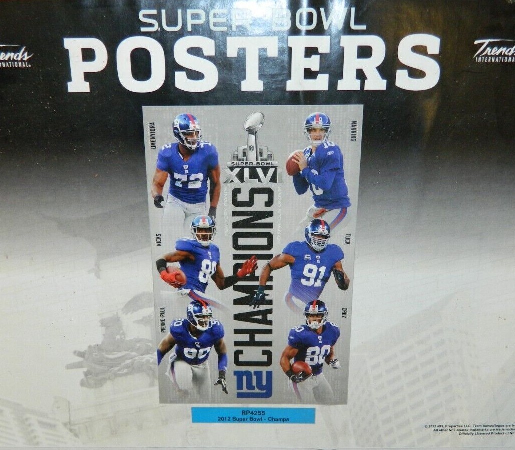 New York Giants SuperBowl XLVI (2012) WALL POSTER NFL FOOTBALL COMMERATIVE 22X34