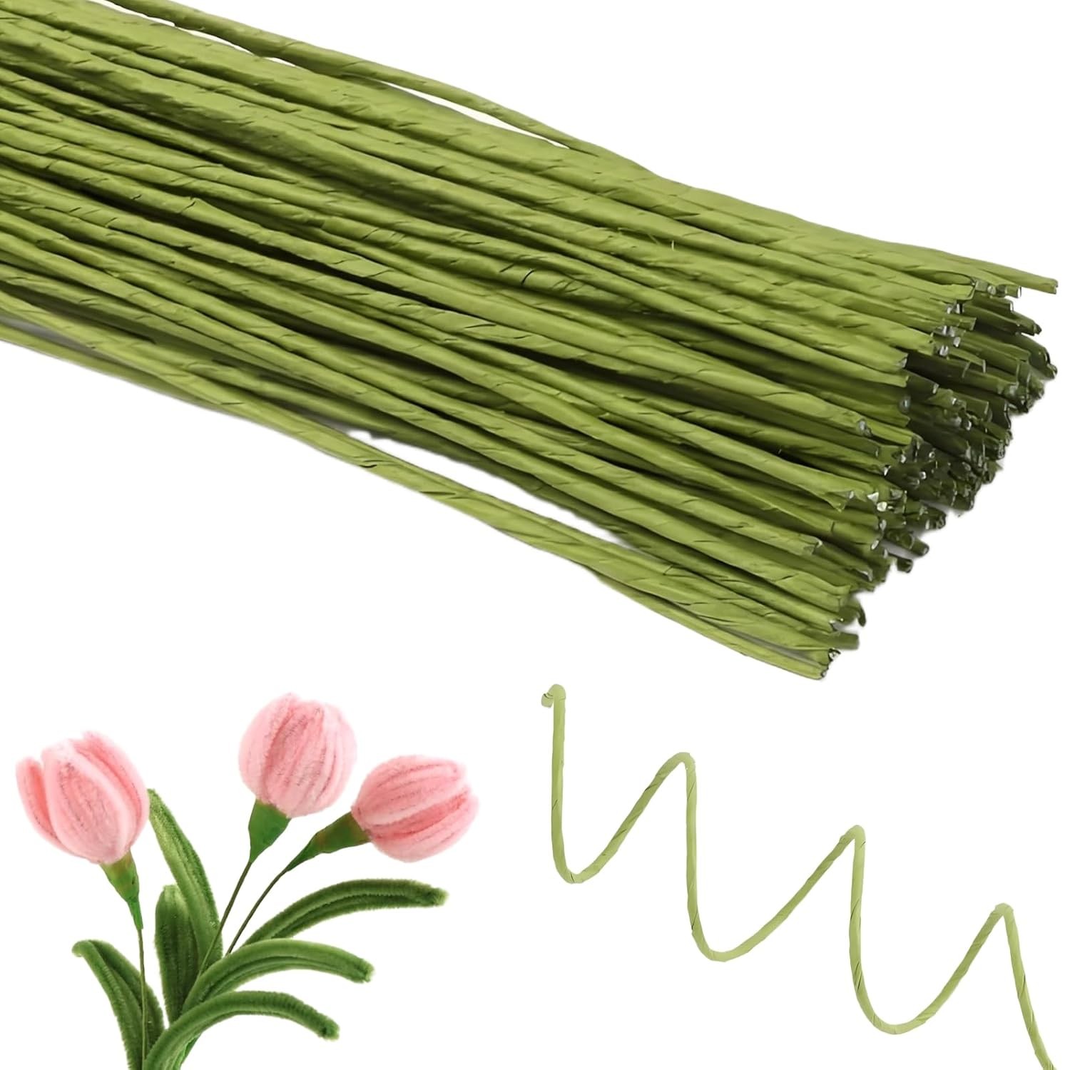 60 Pack Floral Stems Wire for Paper Flower 2 Gauge Flower Stems for Crochet