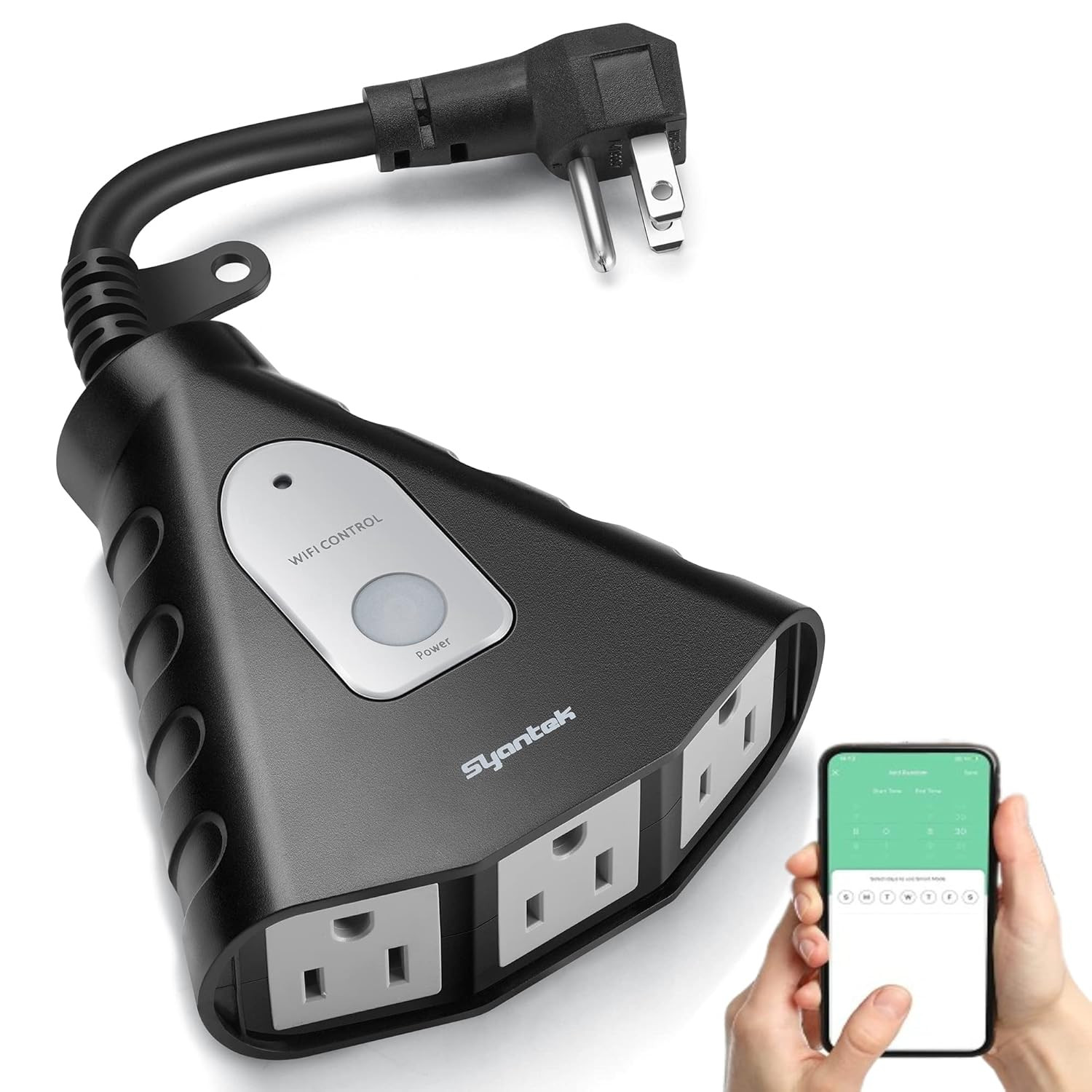 Outdoor Wifi Outlet, Outdoor Plug with 3 Ground Outlets, Compatible with Amazon