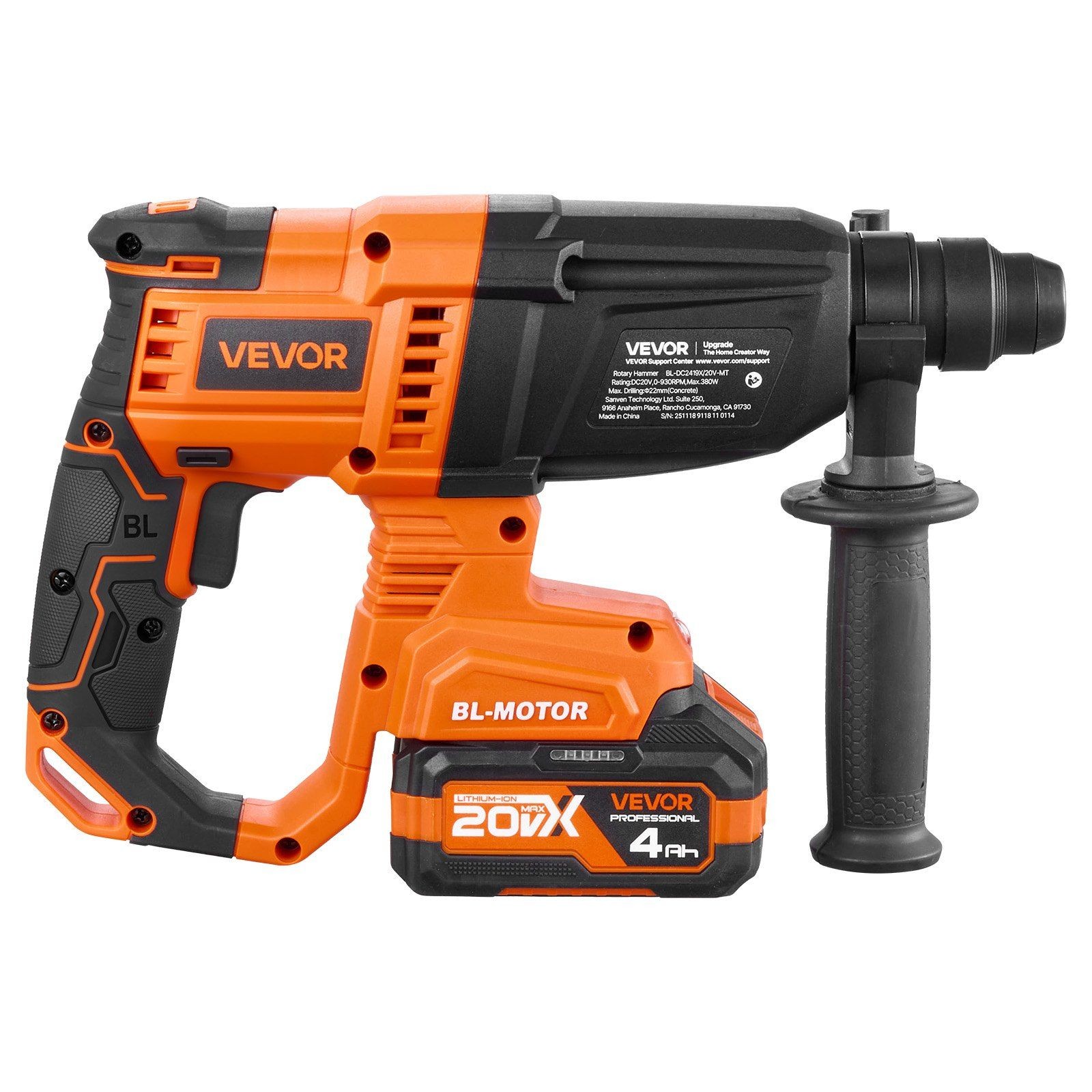 20V Brushless Rotary Hammer: SDS-Plus, 2.6J, 5300 BPM, Chisel Angle Adjust