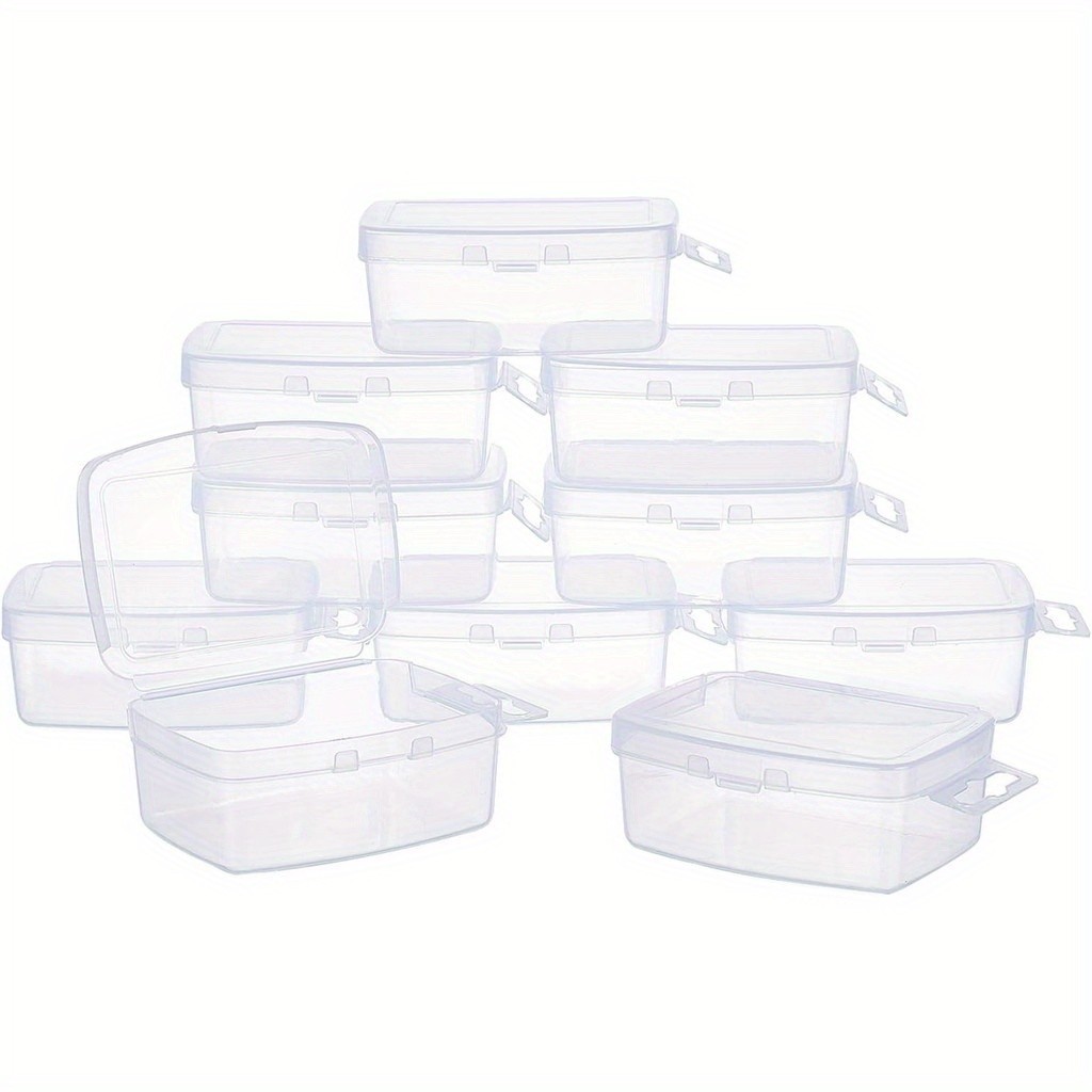 10pcs Rectangle Transparent Plastic Bead Containers 10.4x6.5x3.5cm Bead