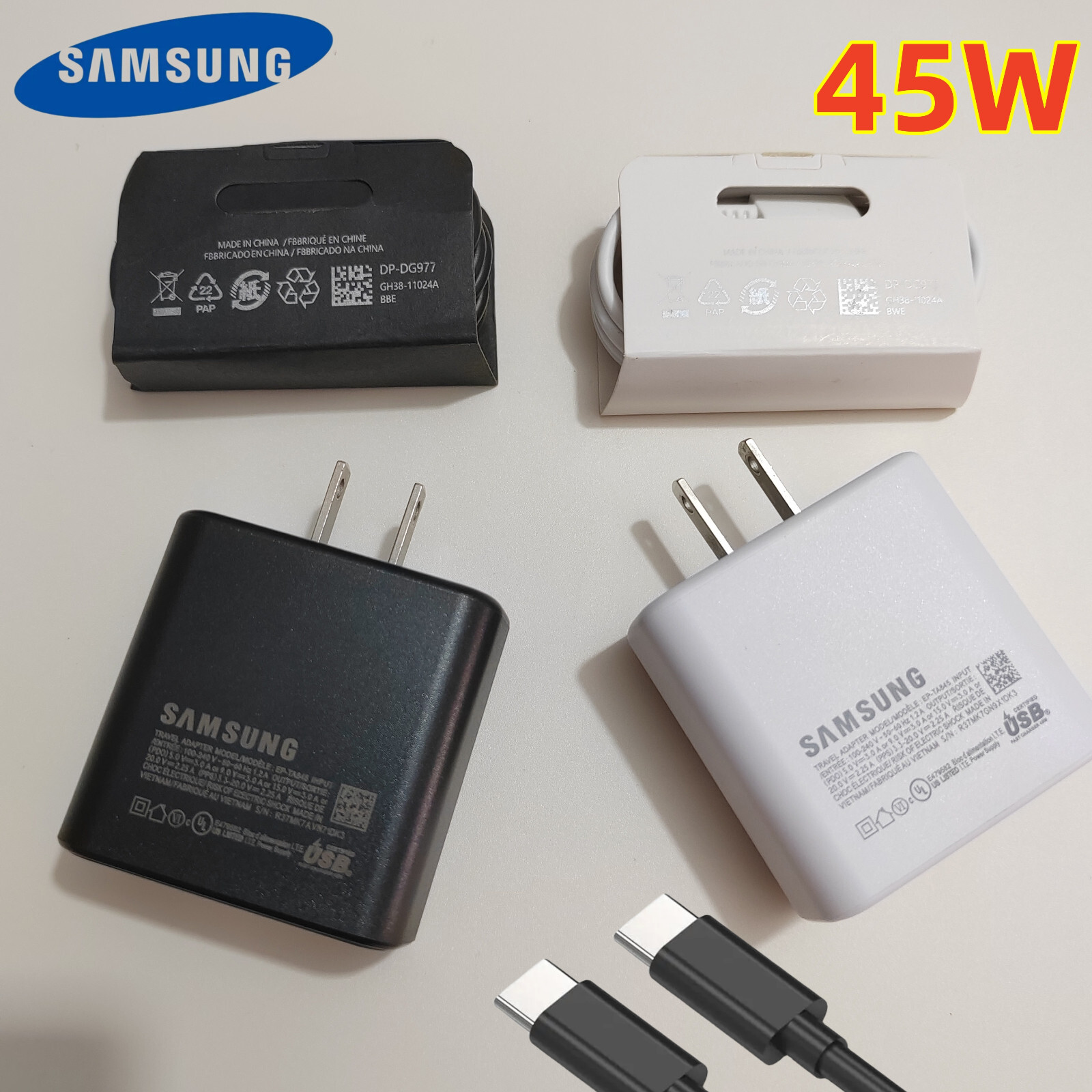 NEW Samsung 45W PD Super Fast Power Adapter Wall Charger & USB-C Cable