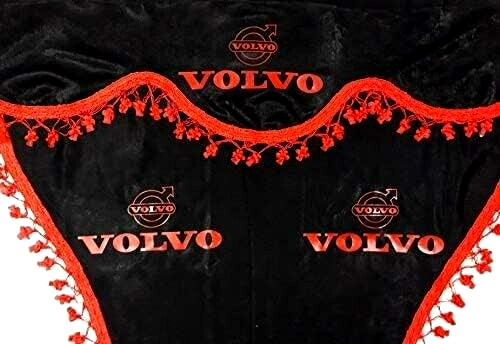 Truck Curtains for VOLVO VNL VNR FH FH12 FH16 FM Camion LKW Black w/ Red 3 pcs
