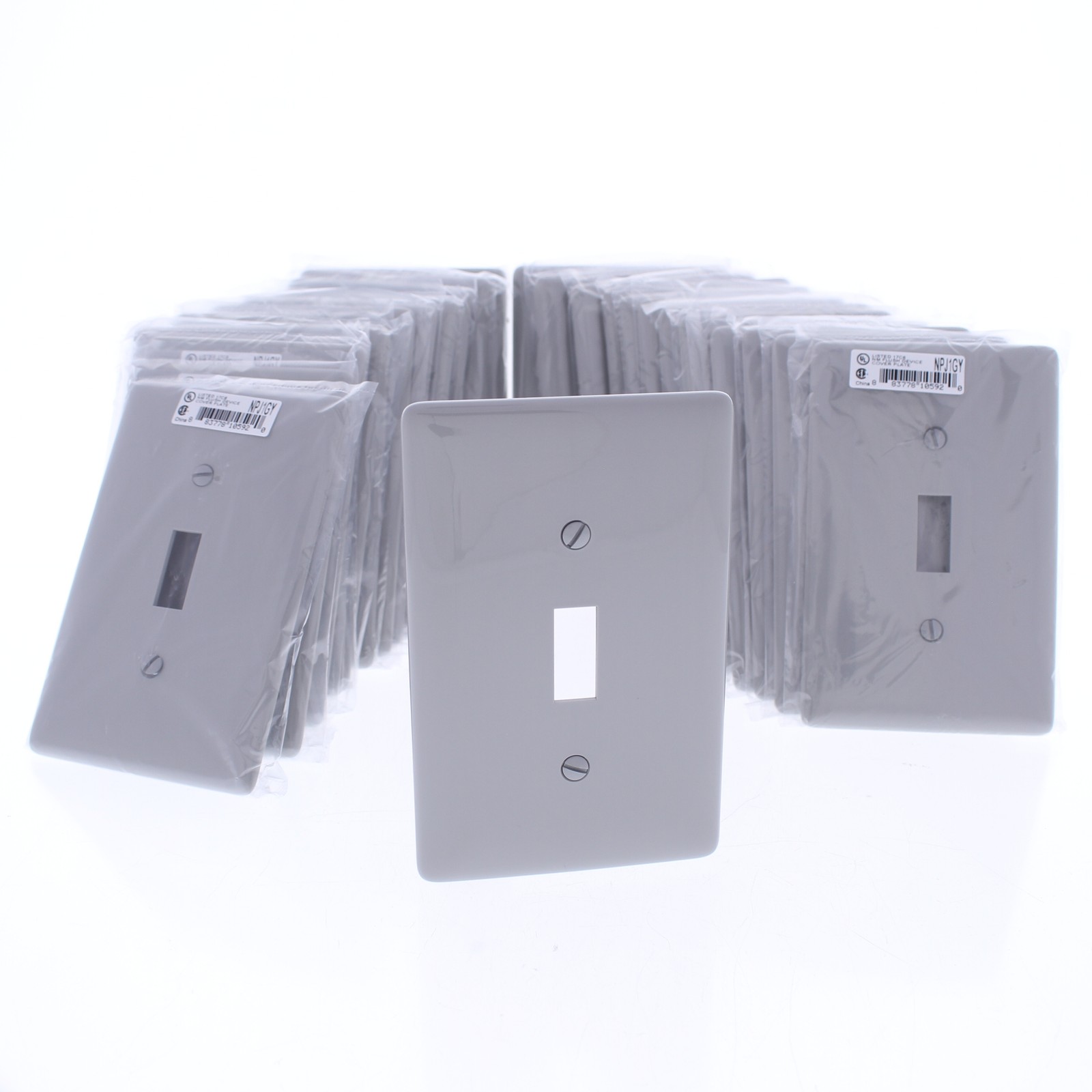 Hubbell NPJ1GY Gray 1-Gang Toggle Switch Unbreakable Mid-Size Wallplates 25pcs