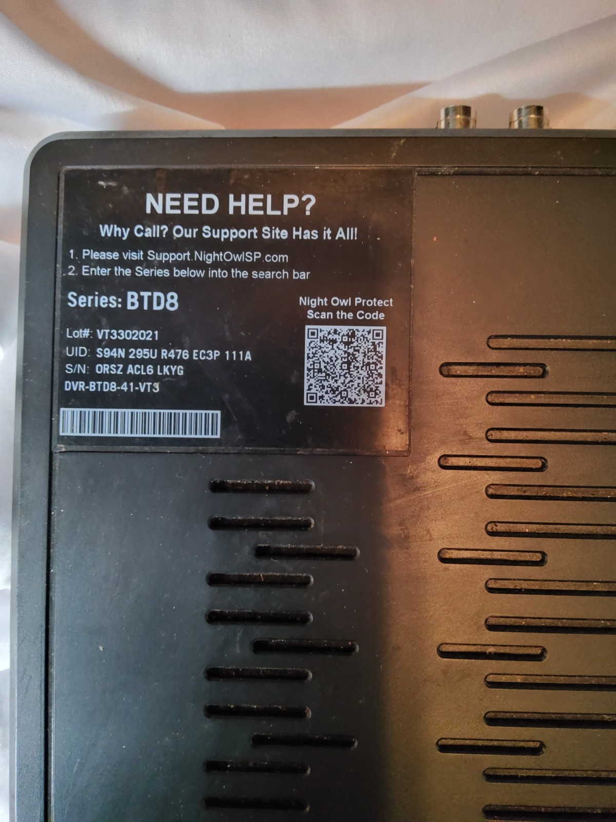 Night Owl DVR Model DVR-BTD8-4 Parts Only