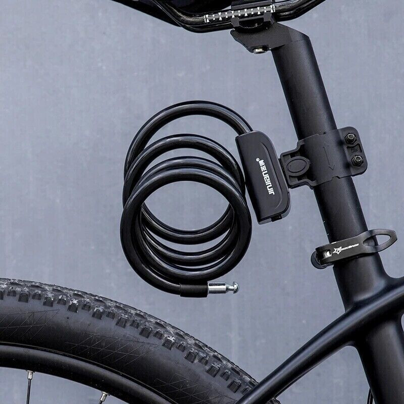 NEW ROCKBROS Bicycle Cable Bike Lock 14.4mm*45" Anti Theft 2keys Black US SELLER