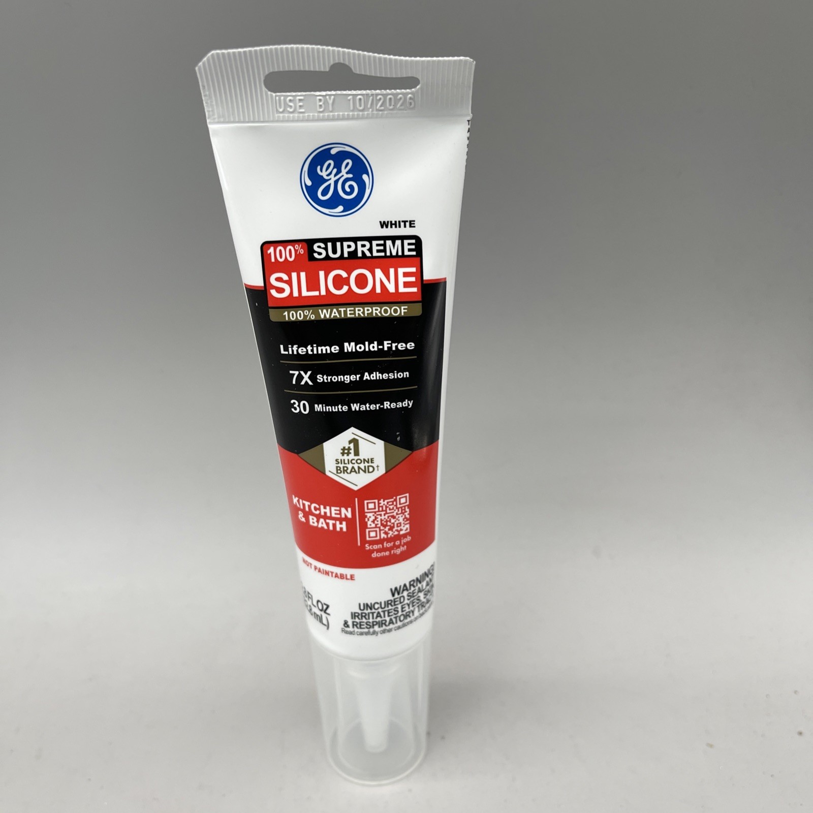 GE Supreme Silicone Kitchen & Bath Sealant, White, 2.8Oz. Tube 2974791 New
