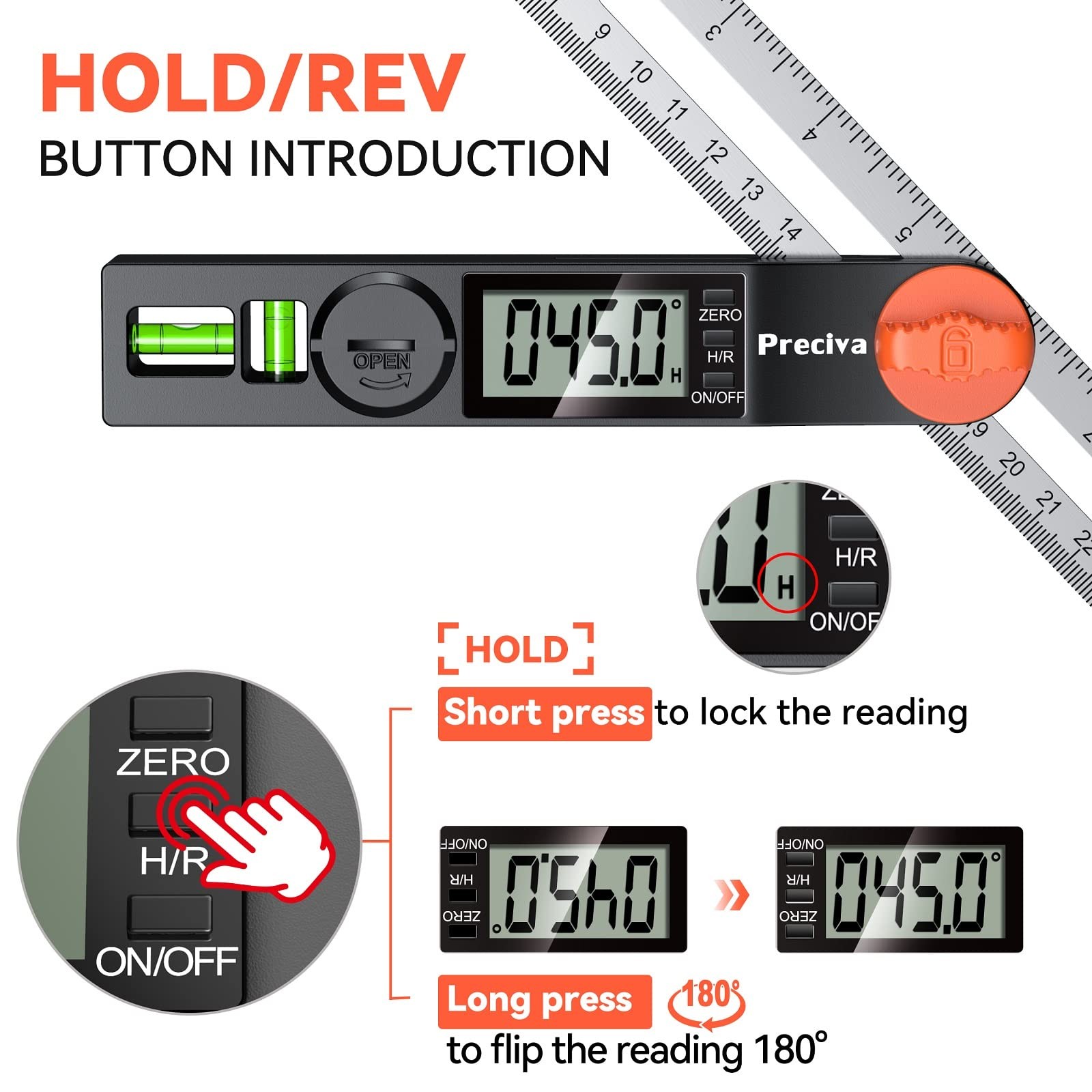 Tbevel Gauge & Protractor With Horizontal And Vertical Bubble0338เธ Digital ...