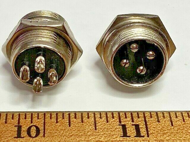 Set of two 4 Pin Male Microphone Audio Connector (GX16-4) Calrad/Aiwa/Others