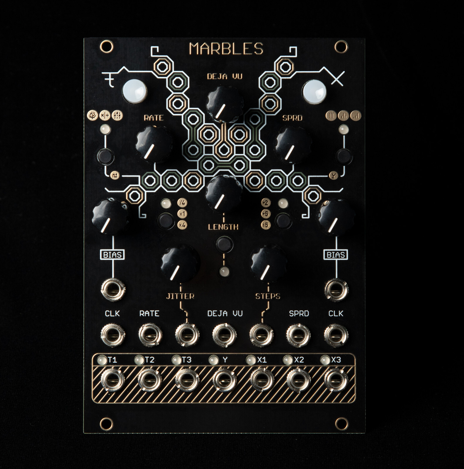 Mutable Instruments Marbles Eurorack Synth Module (Oscillosaurus Black/Gold)