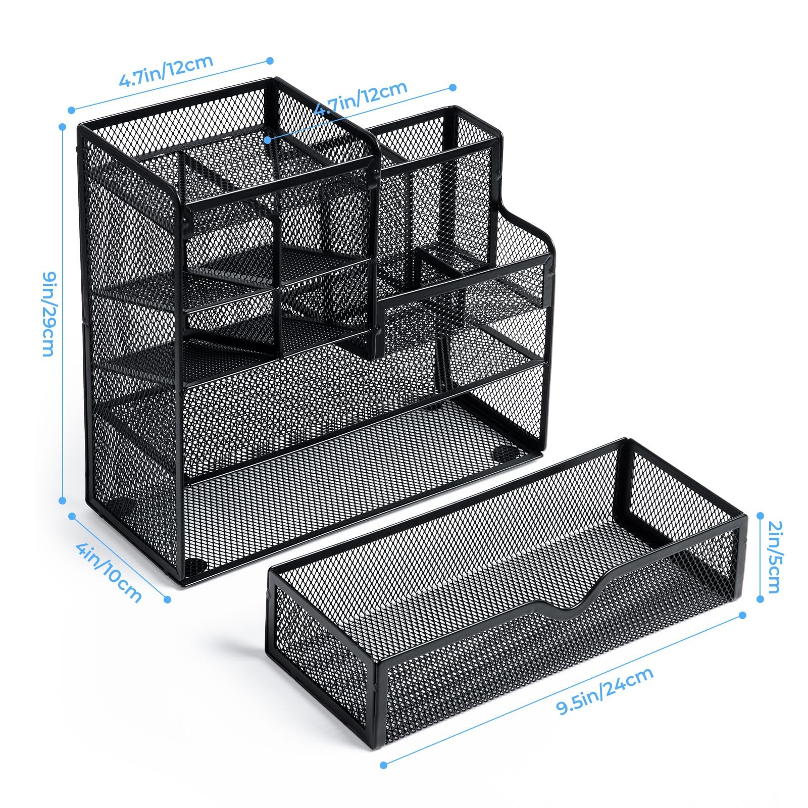 M&G Mesh Pen Holder for Desk, Multi-Functional Pencil with Black