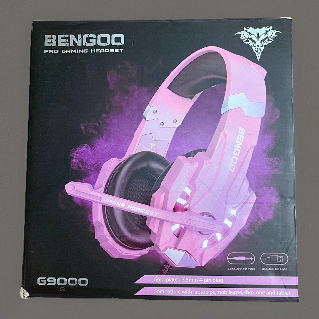 BENGOO G9000 Pink Gaming Headset PS4 Xbox One PC Noise Cancelling Mic RGB Wired