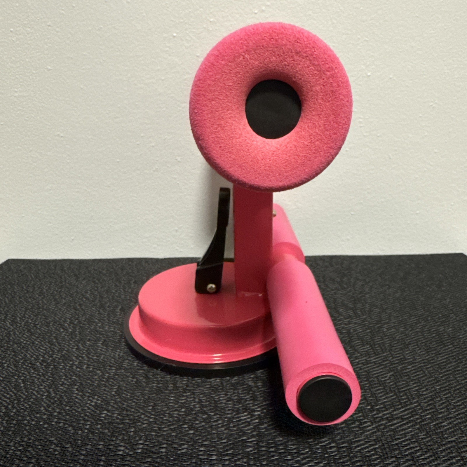 Floor-Mounted Sit-Up Assistant — Strong Suction Cup, Adjustable Footrest (Pink)