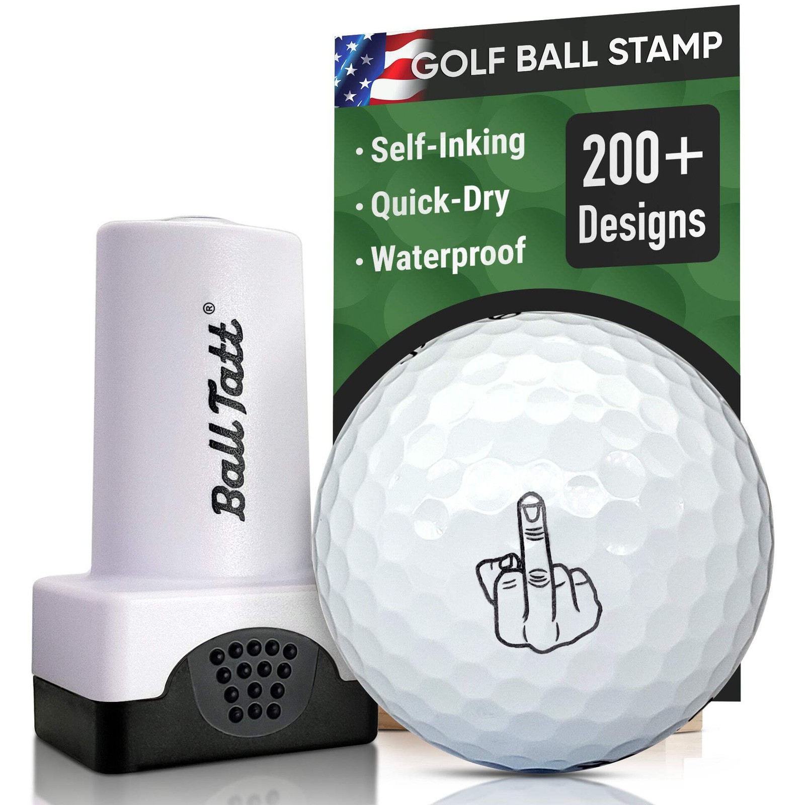 Ball Tatt - Middle Finger Golf Ball Stamp Marker Quick-Dry Self-Inking Stamper
