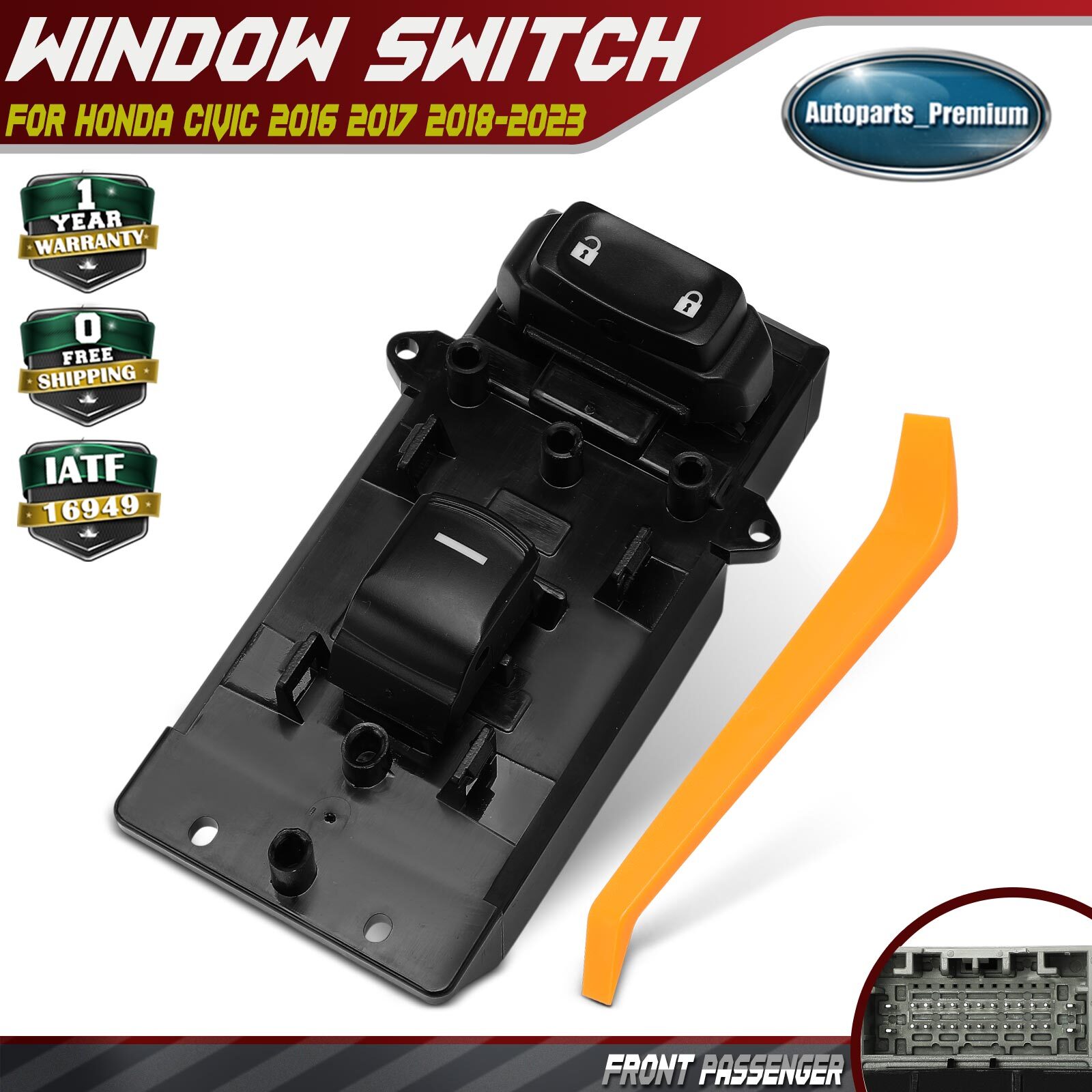Front Passenger Side Power Window Switch for Honda Civic 2016-2023 35760TBAC11