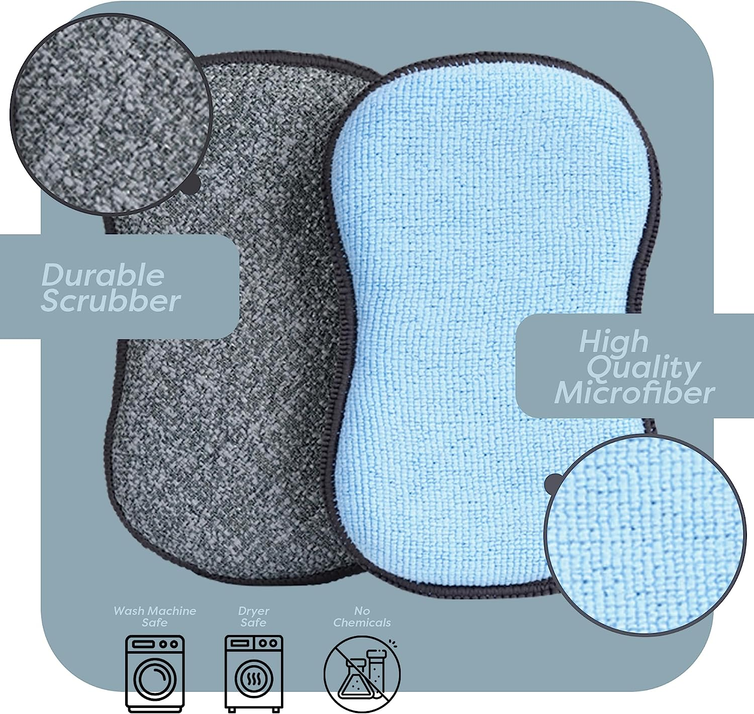 Multi-Purpose Sponges Kitchen by Scrub-It - Non-Scratch Microfiber Sponges for C