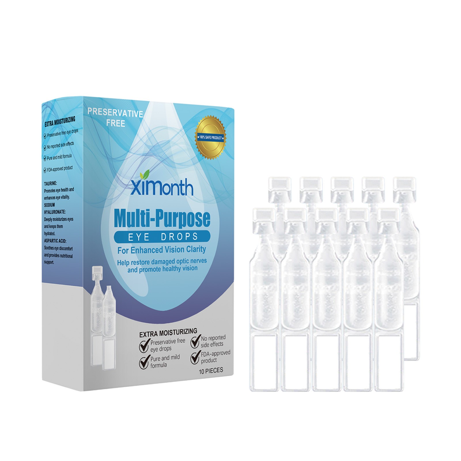 Eye Drops with Panthenol & Hyaluronic Acid, for Dry Eyes & Eye Fatigue