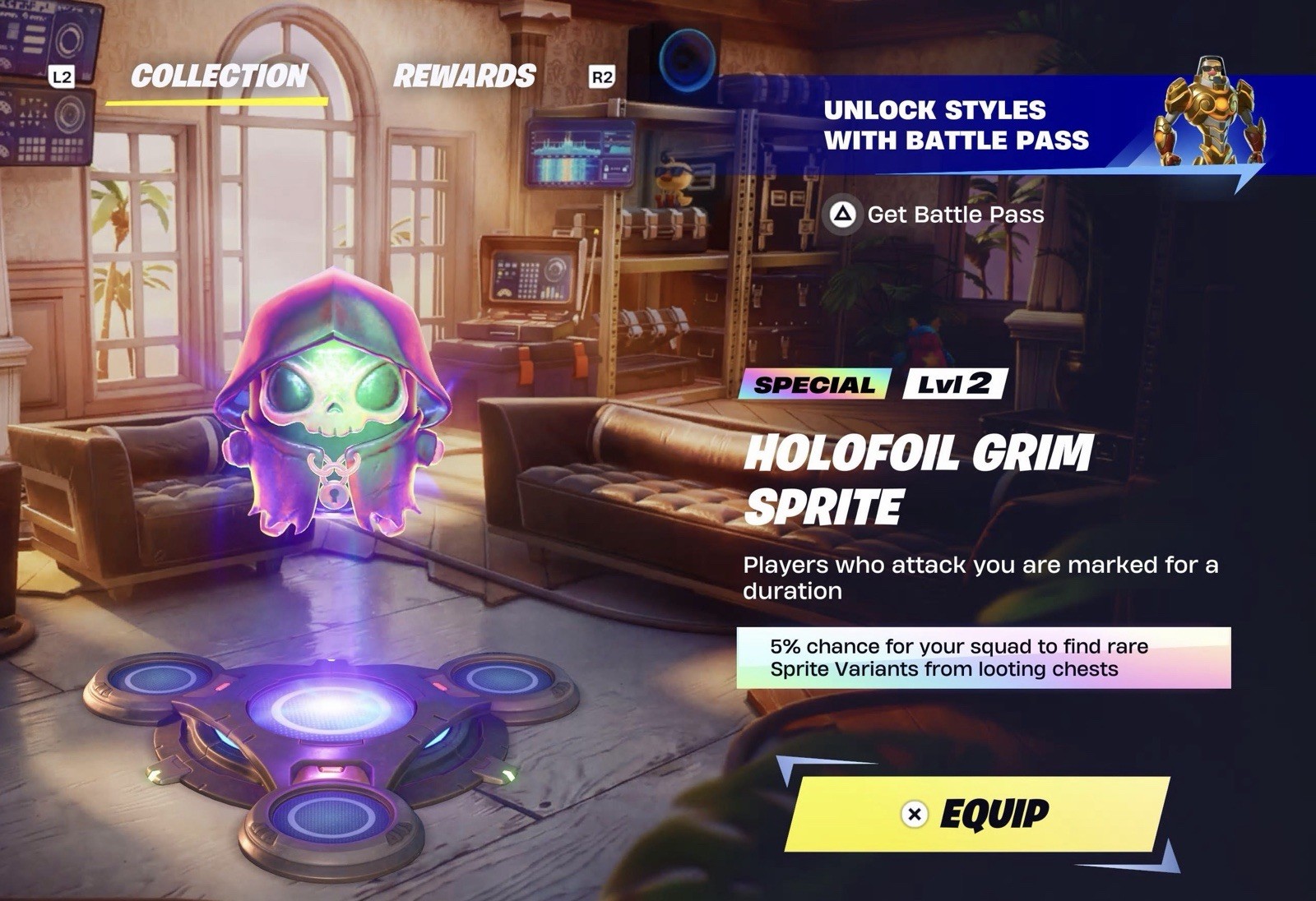 FN NEW Special Mythic Holofoil Grim Sprite!! Very Rare And Is High Demand!