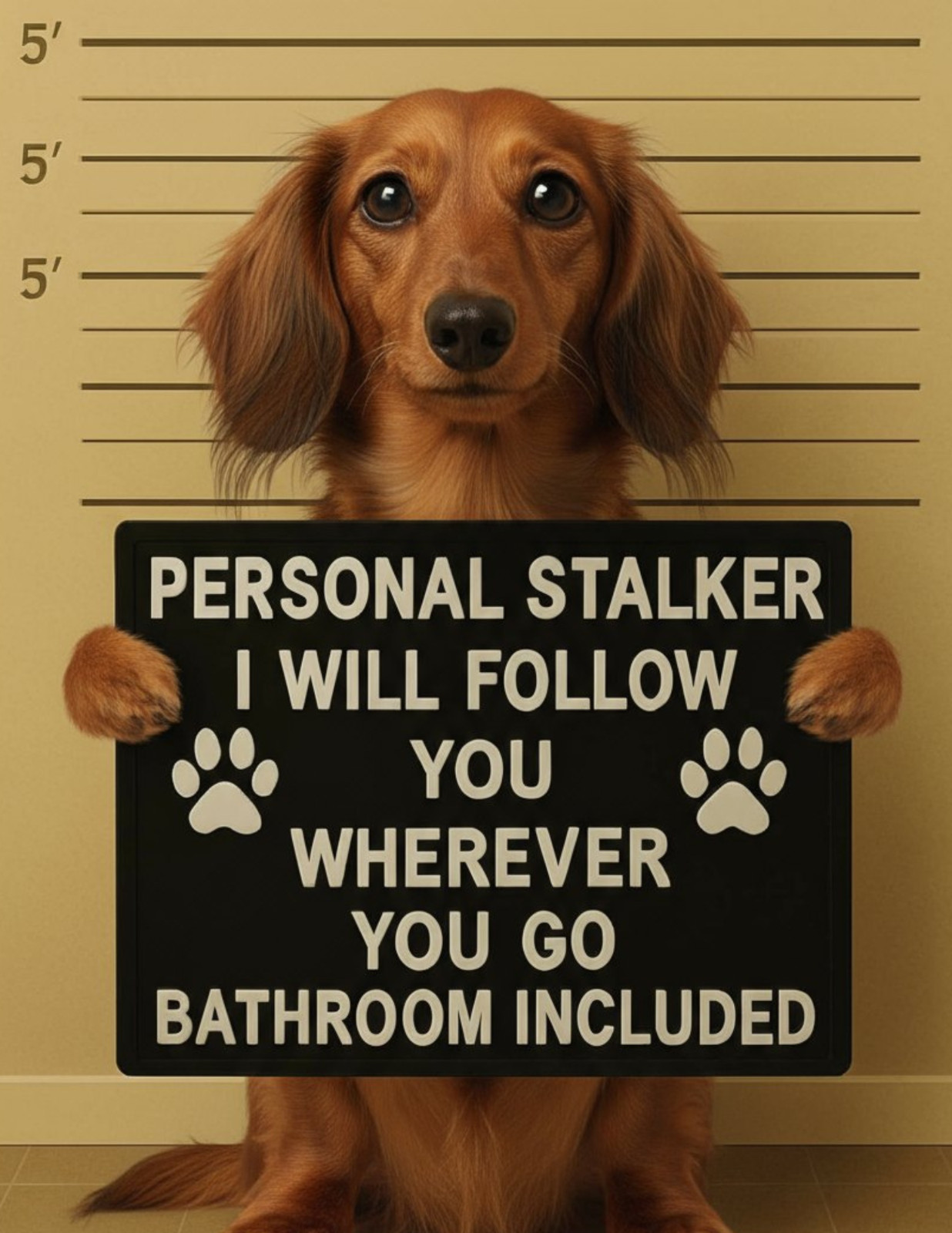 Digital Art-Humorous Mugshot Dachshund