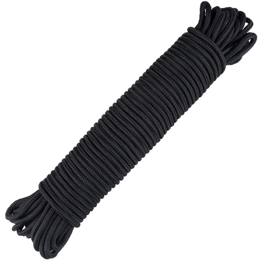 jijAcraft 6MM Black Nylon Rope - Thick Nylon Washing Line, 30M Solid Binding ...