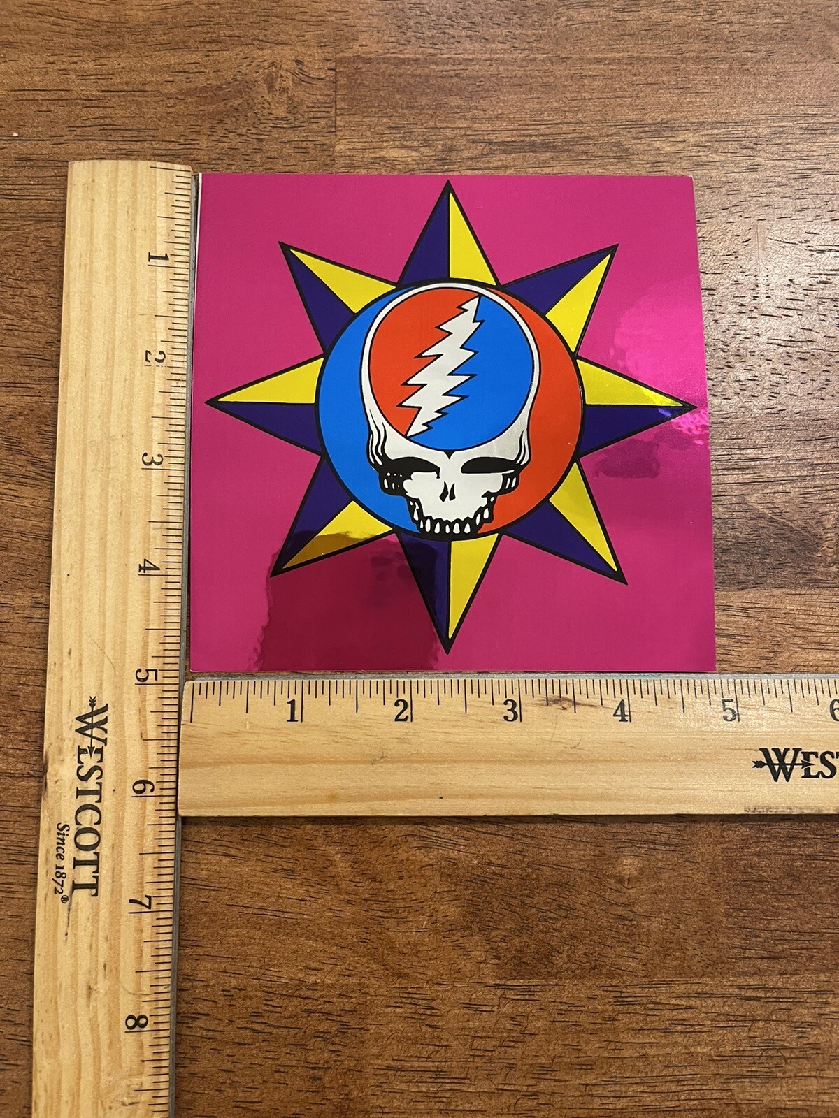 VTG 90’s Grateful Dead Steal Your Face in Pink Star Fractal Shiny Decal Sticker