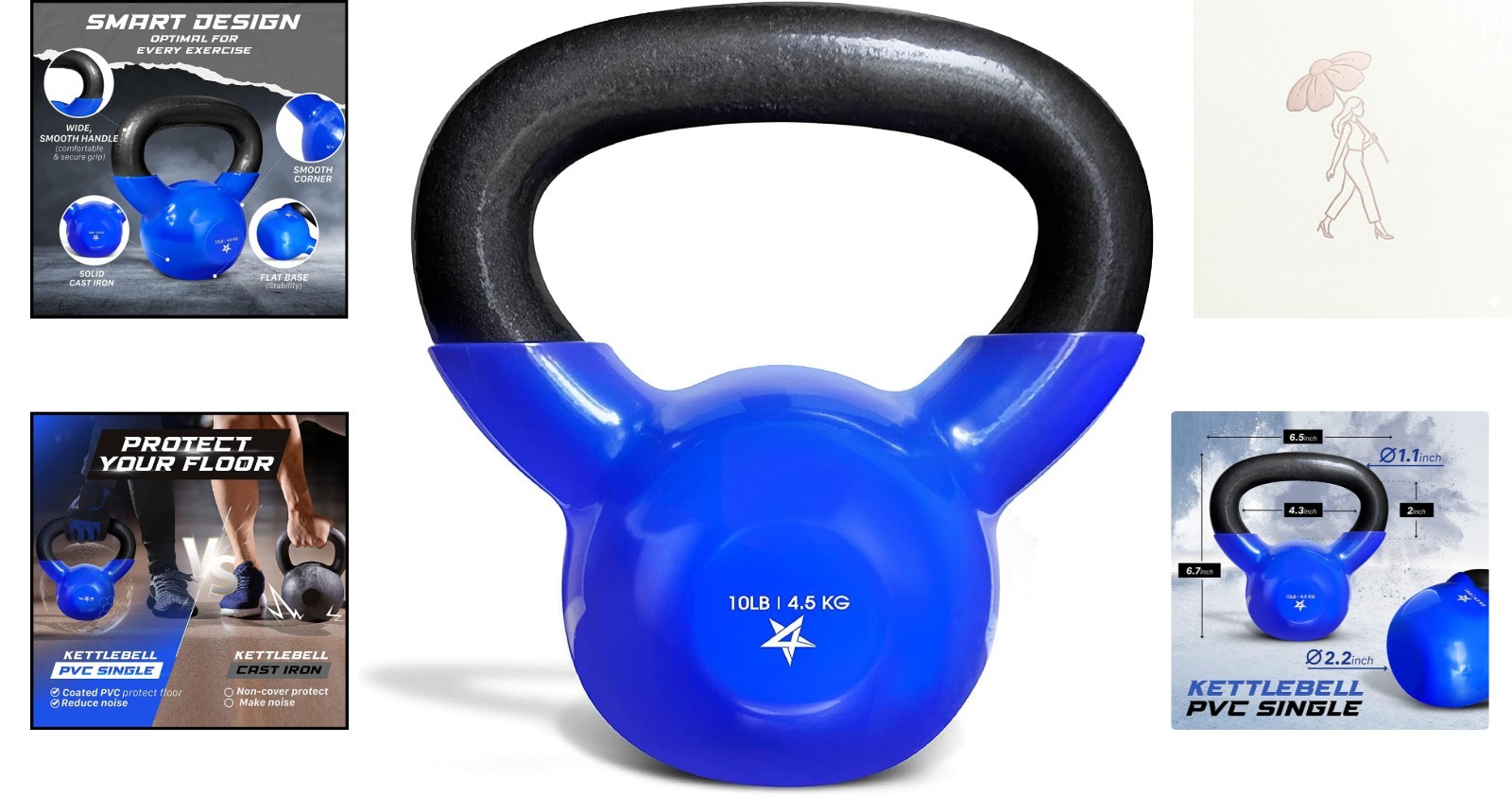 Compact 10 LB Kettlebell - Perfect for Full Body Workouts and Strength Training