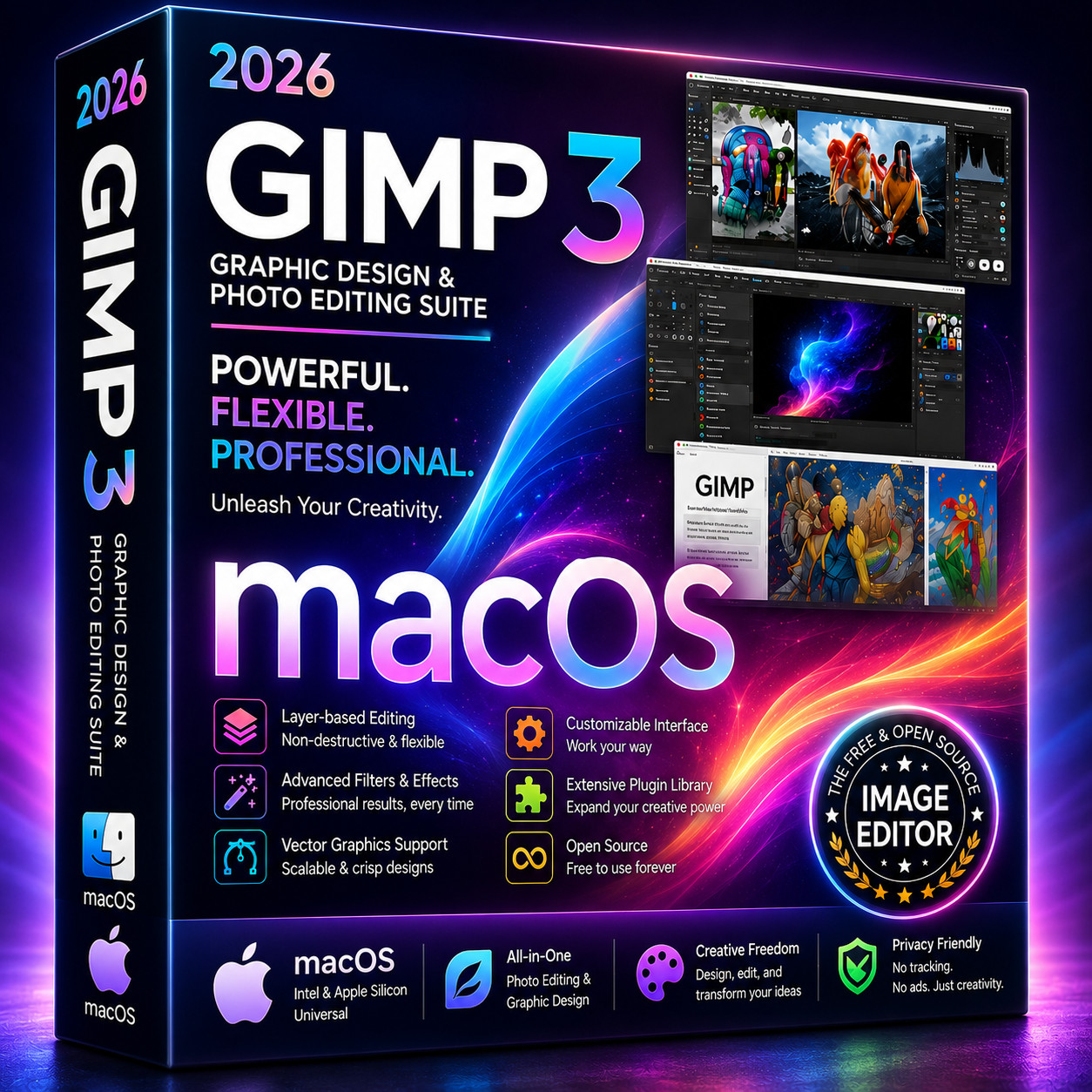 GIMP 3.2.4 (2026) Pro Graphic Design - Image Editing Software Program CD ~ MAC