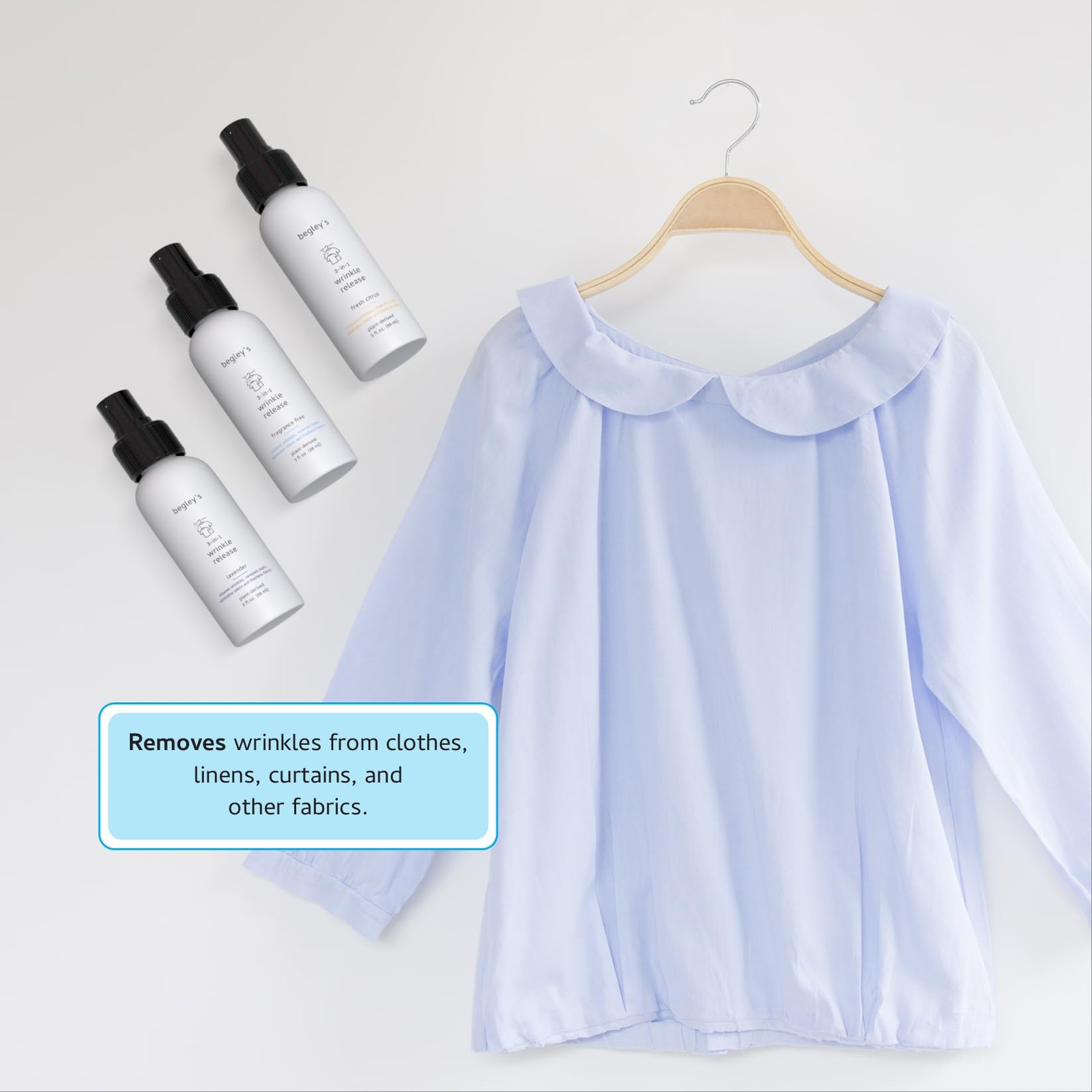 3-in-1 Wrinkle Remover, Quick Fix Wrinkle Release, Static Cling Remover, Odor...