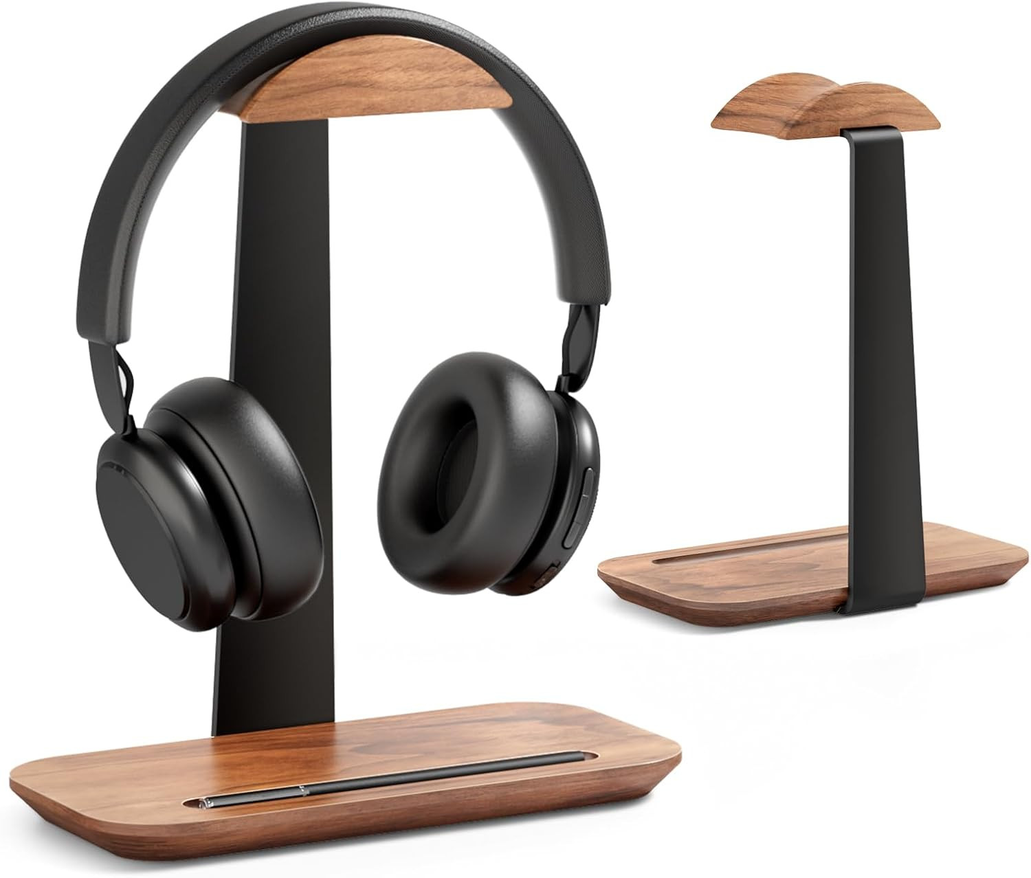 UPERGO Walnut Headphone Stand, Wood Headset Stand for Desk, Universal Headphone